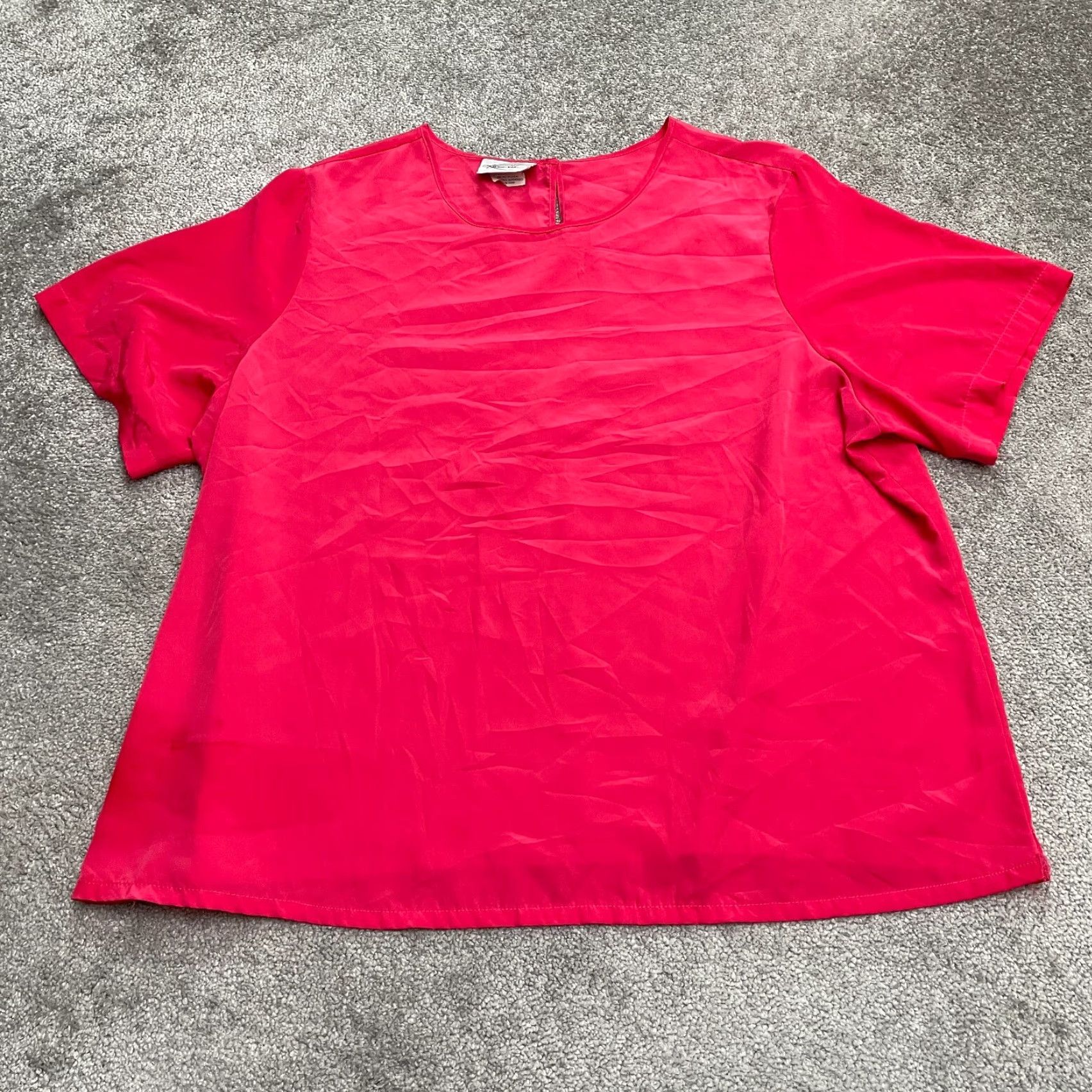 Lee Kathie Lee Chiffon Blouse Womens 26W Plus Pink Short Sleeve Round Neck Casual Shirt Blouse Size 4XL / US 24-26 - 2 Thumbnail