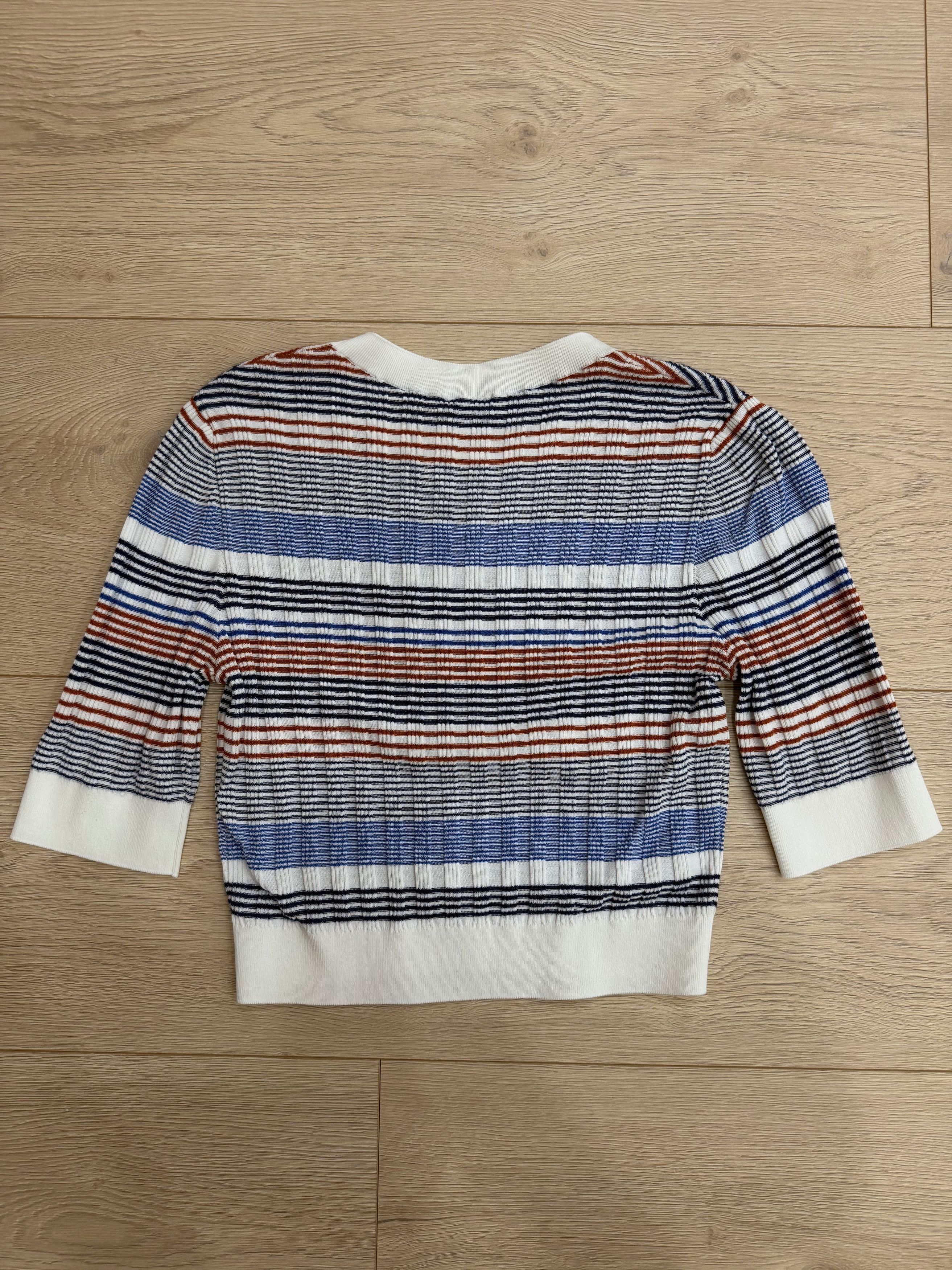 Chanel 21C White Orange Striped CC Logo Top Short Pullover Shirt 38 Size XS / US 0-2 / IT 36-38 - 13 Thumbnail