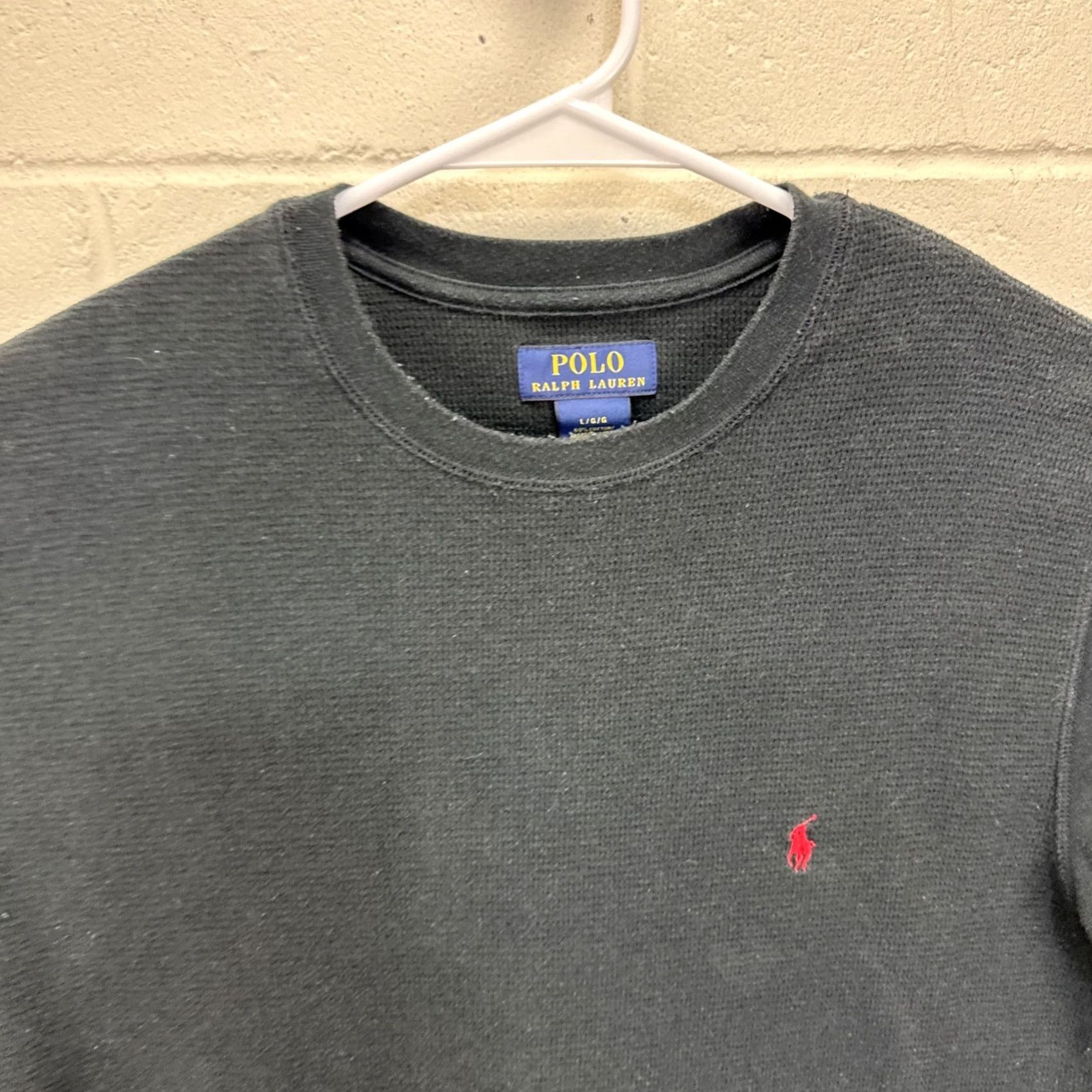 Polo Ralph Lauren Polo Ralph Lauren Thermal Shirt Women’s Large Black Waffle Knit Long Sleeve Tee Size L / US 10 / IT 46 - 3 Thumbnail