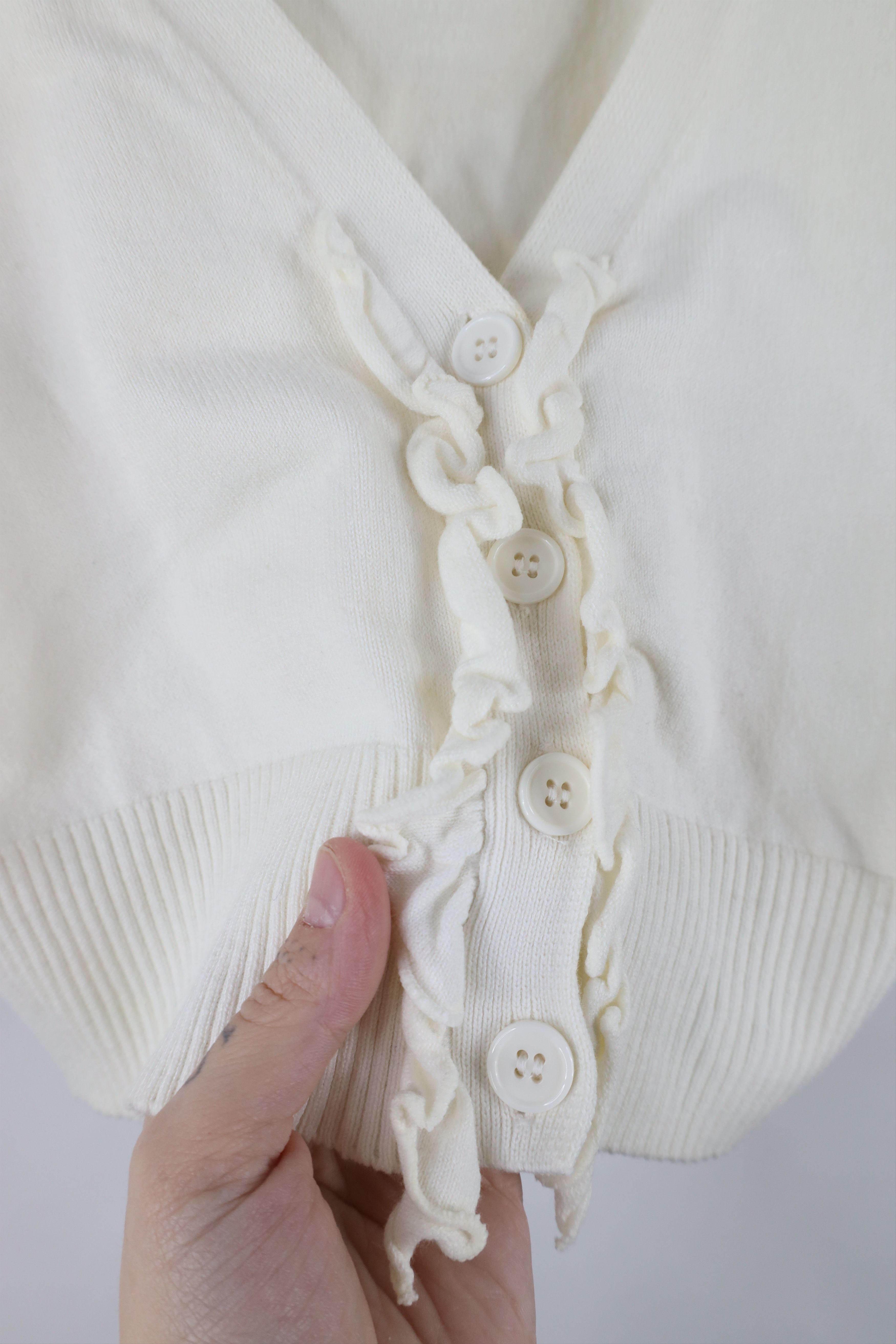 Vintage Vintage 90s Y2K Bella Cropped Ruffled Cardigan Sweater Size M / US 6-8 / IT 42-44 - 5 Thumbnail