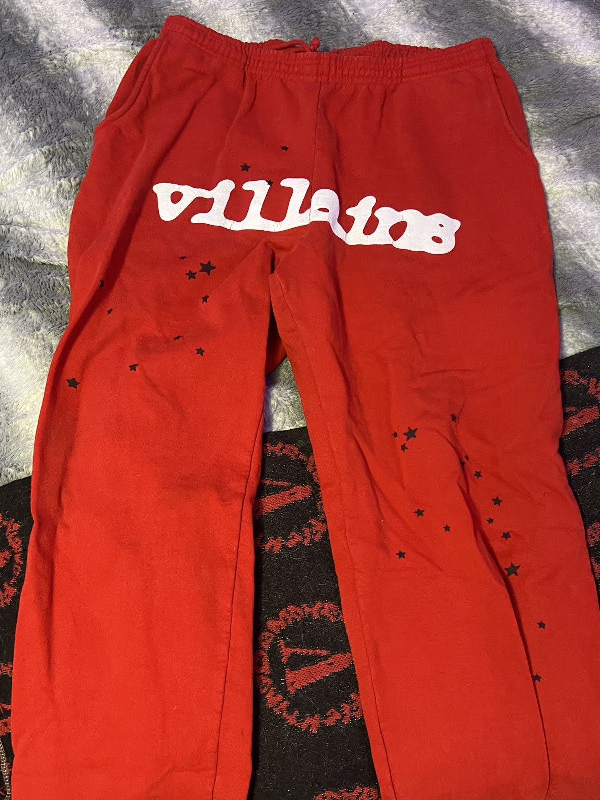 image of Spider Worldwide x Young Thug Metro Boomin Villains Sweatpants Red, Men's (Size 36)