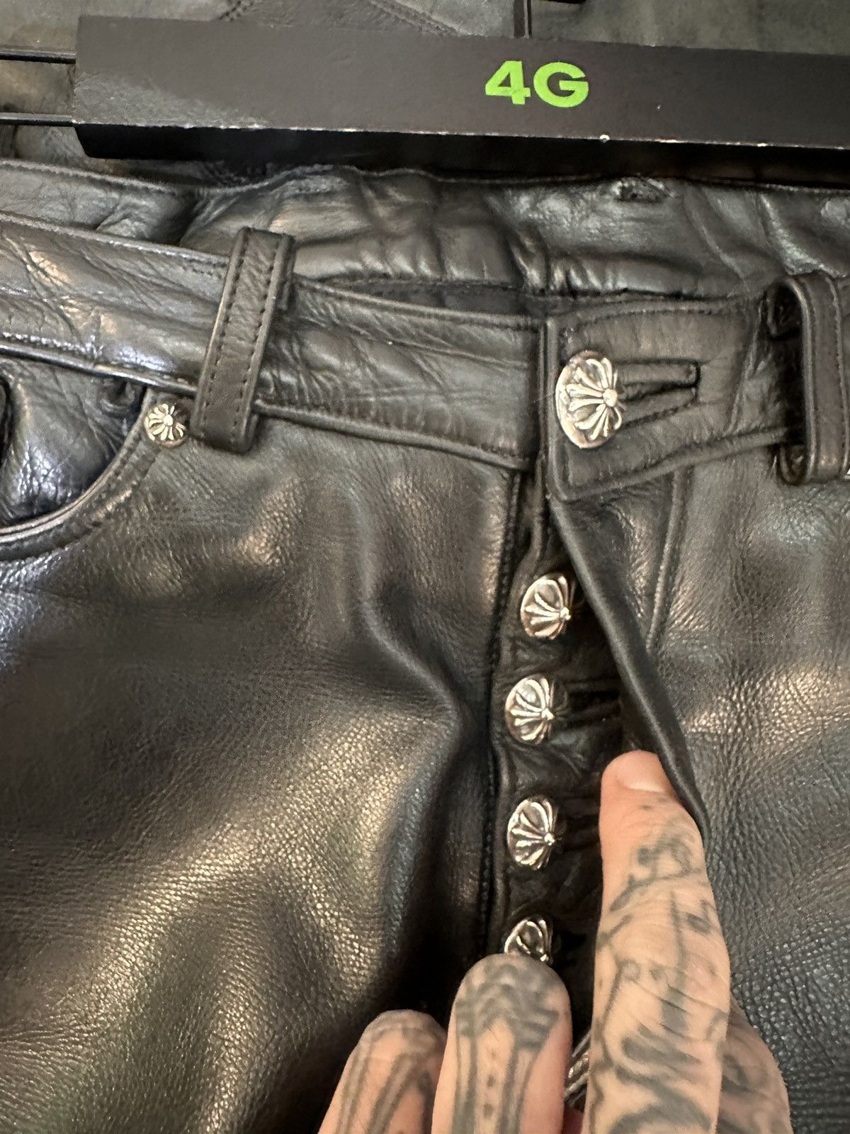 Chrome Hearts CHROME HEARTS CUSTOM STUDDED ROCKSTAR LEATHER JEANS CROSS Size US 30 / EU 46 - 11 Thumbnail