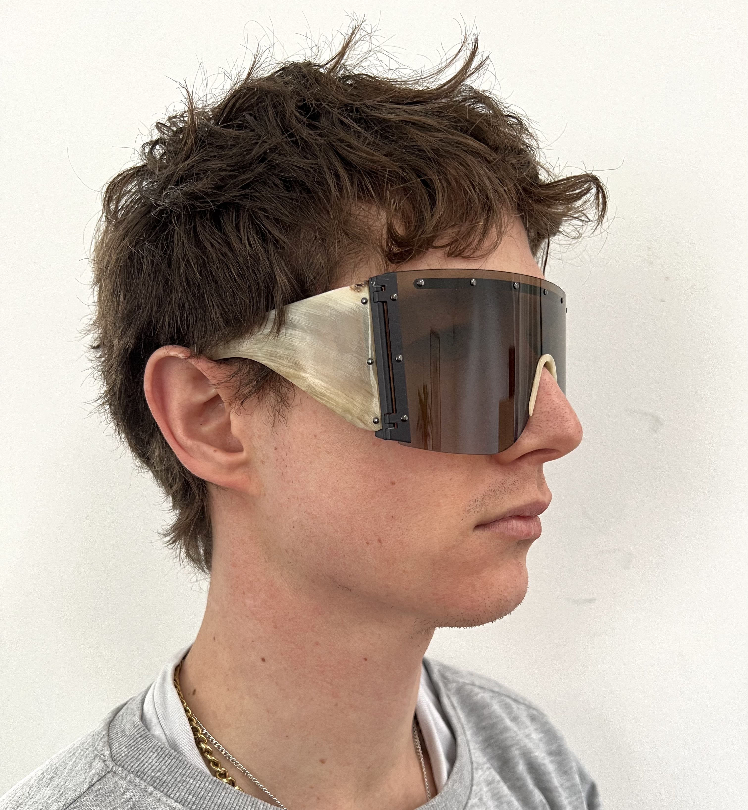 Rick Owens Rick Owens Oversized Shield Sunglasses in Bone