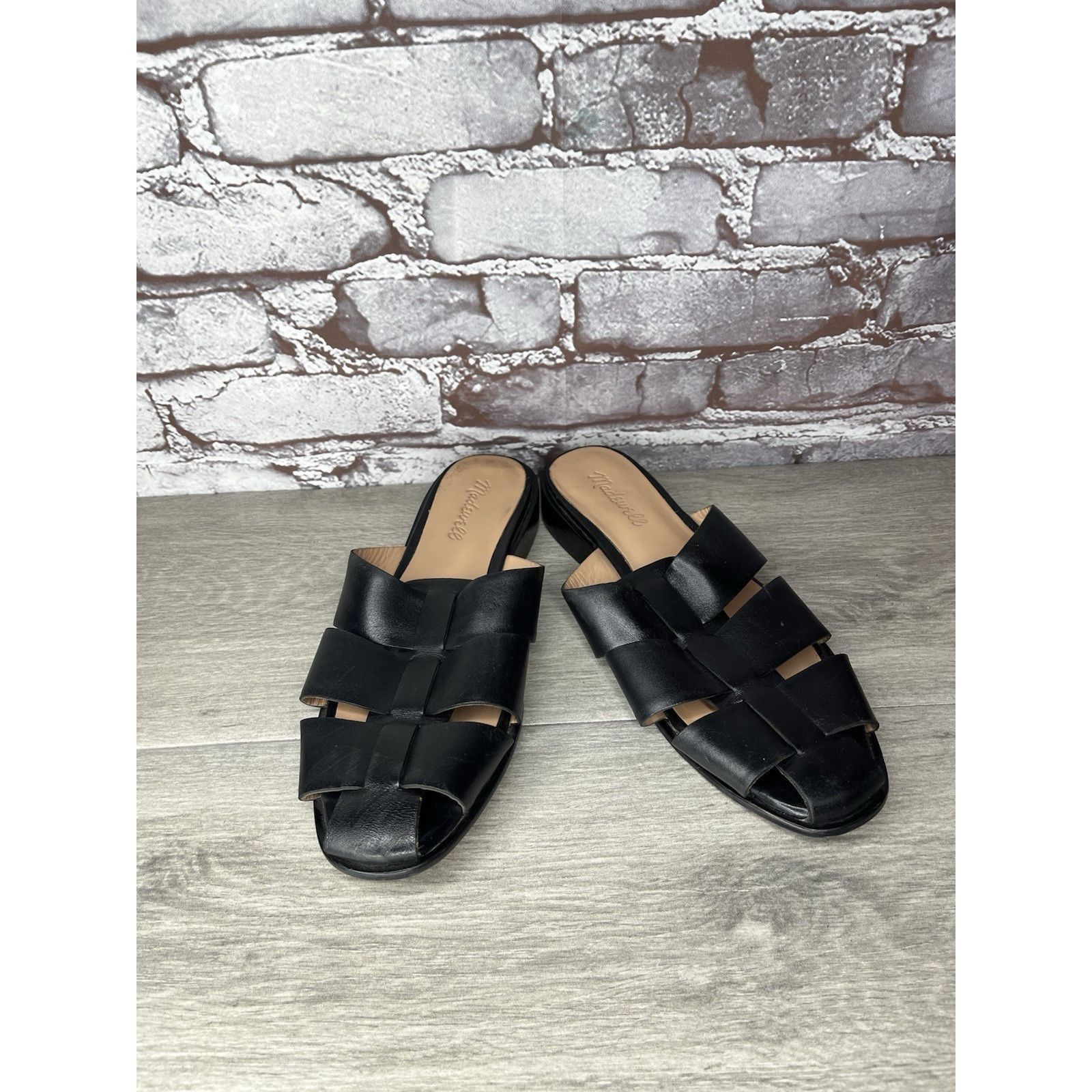Madewell Madewell The Dixson Fisherman Black Leather Slide Mules Heel Size US 8.5 / IT 38.5 - 13 Thumbnail