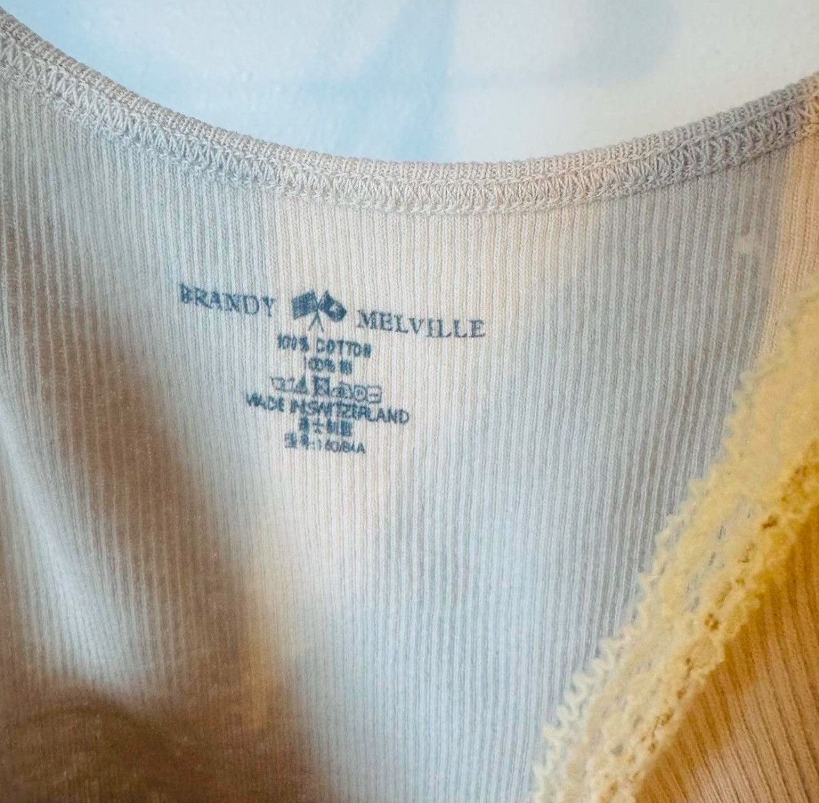 Brandy Melville Brandy Melville Lace Ribbed Tank Top Size ONE SIZE - 5 Thumbnail