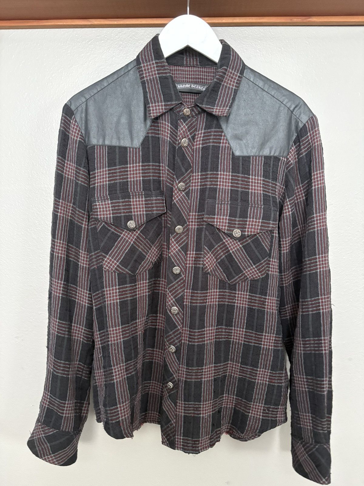 Chrome Hearts Chrome Hearts Plaid Shirt Flannel Button with leather cross Size US S / EU 44-46 / 1 - 12 Thumbnail