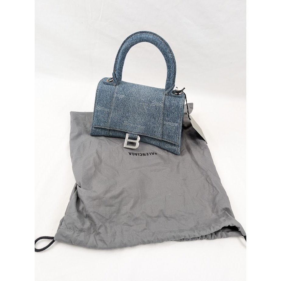 Balenciaga o1rshd1 Size:OS / All Over Denim Hourglass Top Hand Bag Blue Size ONE SIZE - 17 Thumbnail