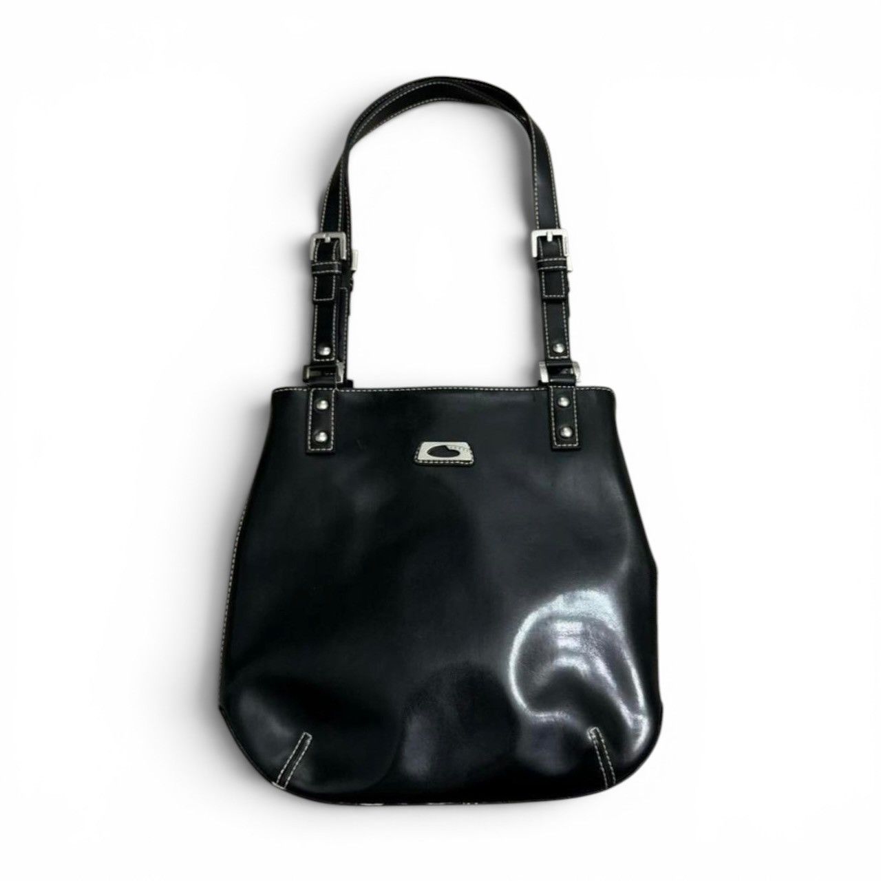 Guess Y2K Guess Black Patent Leather Shoulder Bag Silver Hardware Size ONE SIZE - 1 Thumbnail
