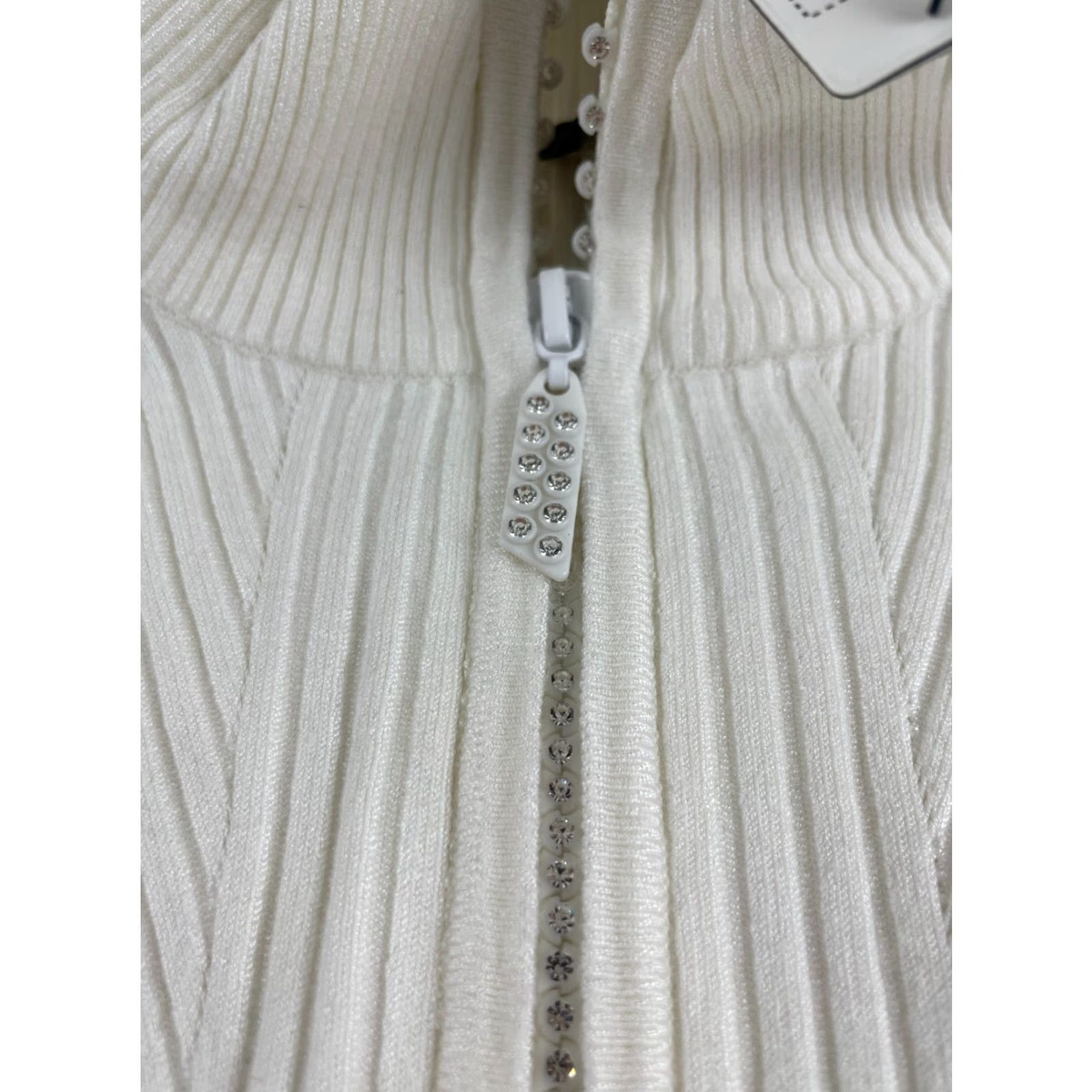 Vintage Belldini Sweater Women's Plus Size 1X Cream Full Zip Ribbed NWD Modern Fall Winter 1X Ivory Womens Size XL / US 12-14 / IT 48-50 - 3 Thumbnail