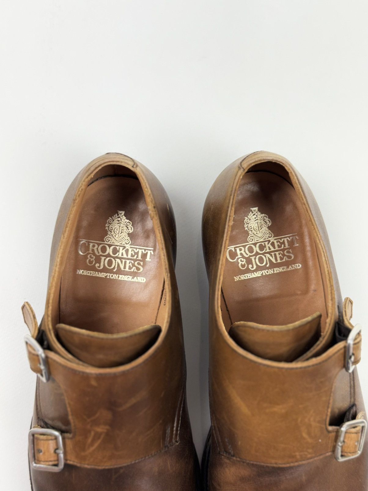 Crockett&Jones Lowndes Monk Leather Brown Shoes US8