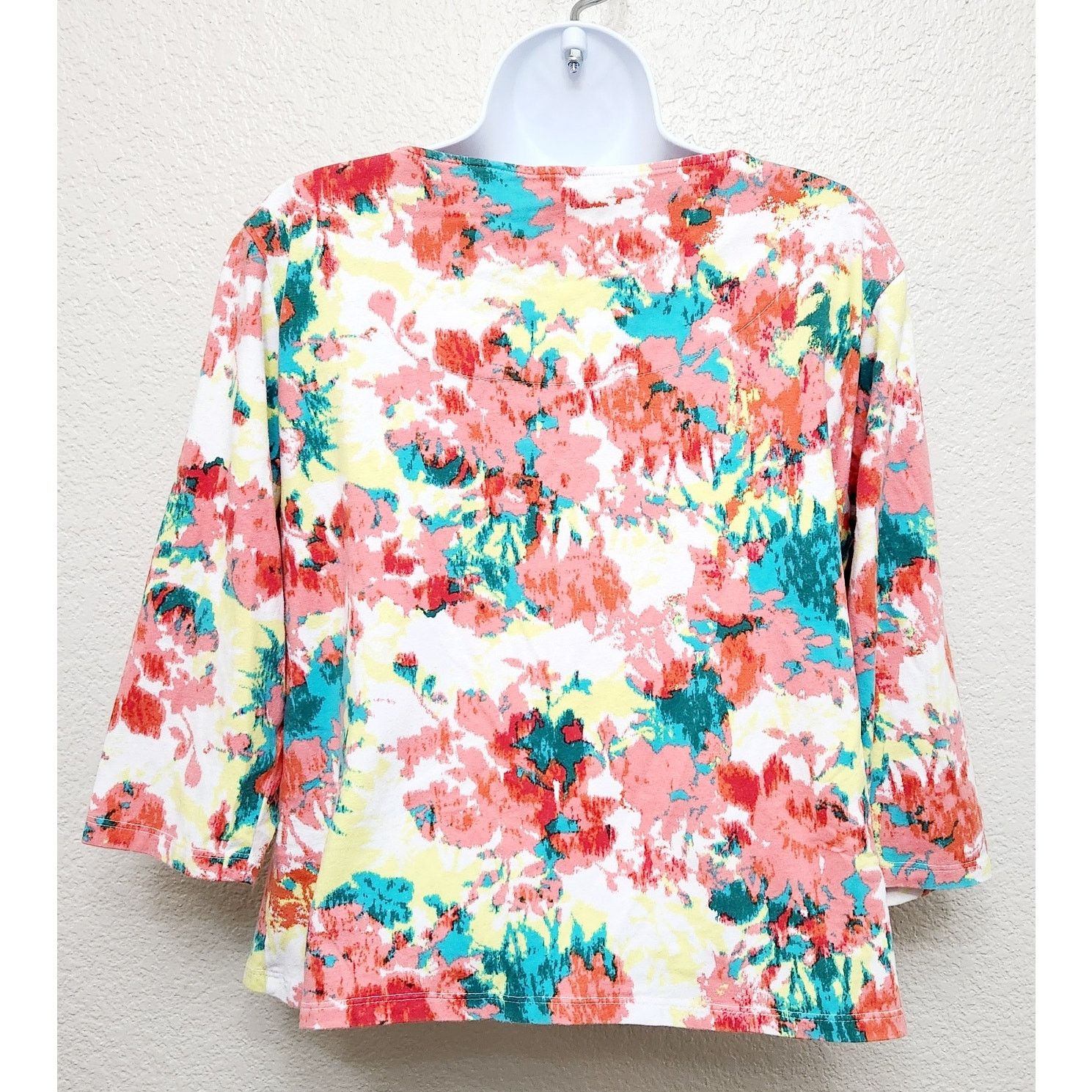 Other Ruby Rd. Pink Teal Yellow Abstract Rhinestone Bodice Top L Size L / US 10 / IT 46 - 4 Thumbnail