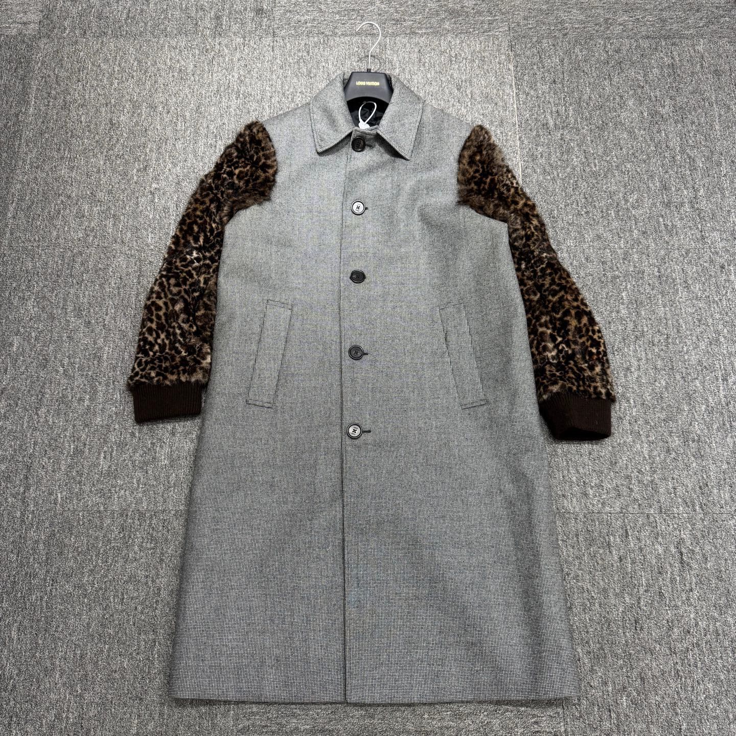 Fendi Long Coat with Leopard Print Sleeves Multi Size US M / EU 48-50 / 2 - 1 Thumbnail
