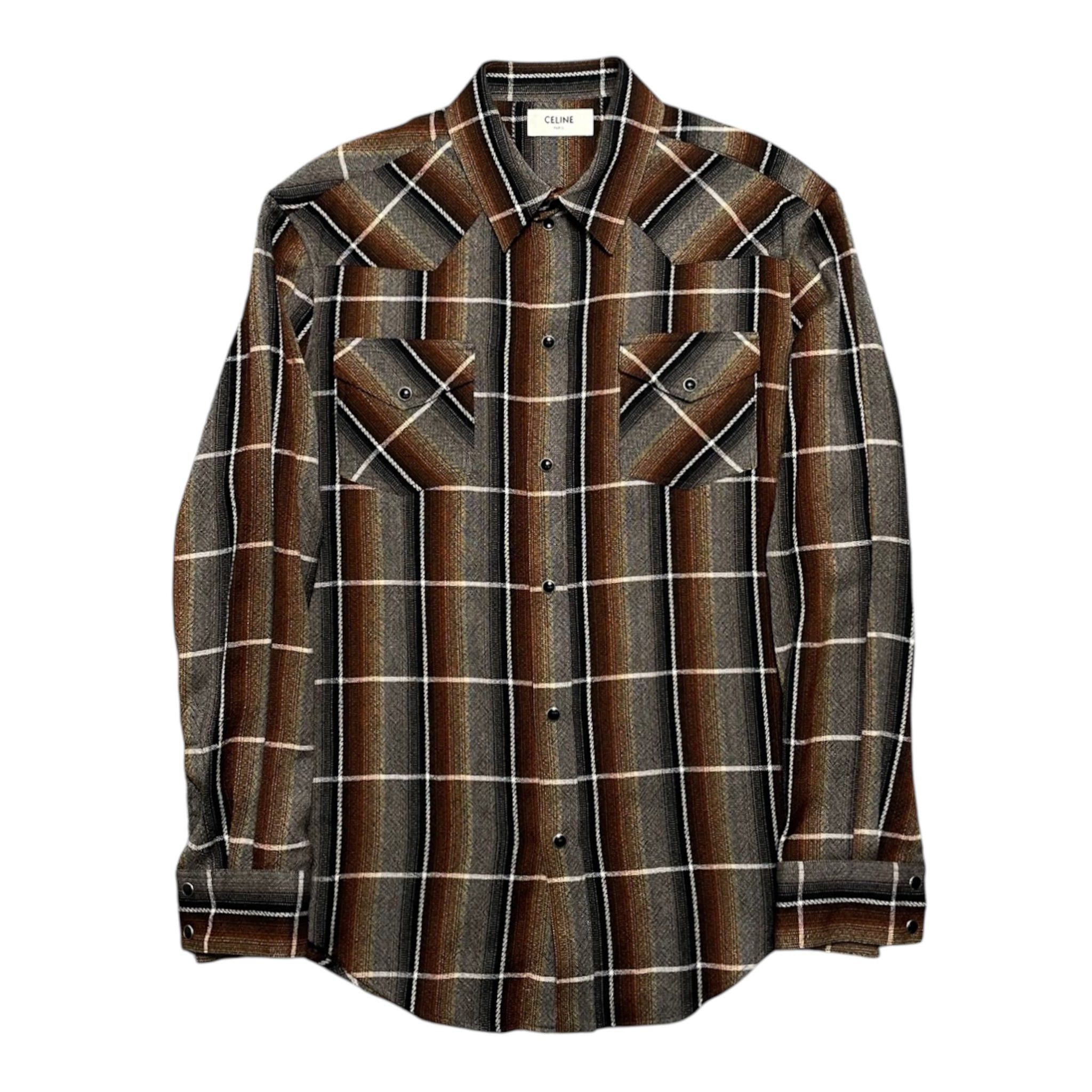 CELINE | OVERSIZED LUMBERJACK CHECK COTTON SHIRT シャツ LOOSE LUMBERJACK SHIRT IN CHECK COTTON - NAVY / BLUE | CELINE