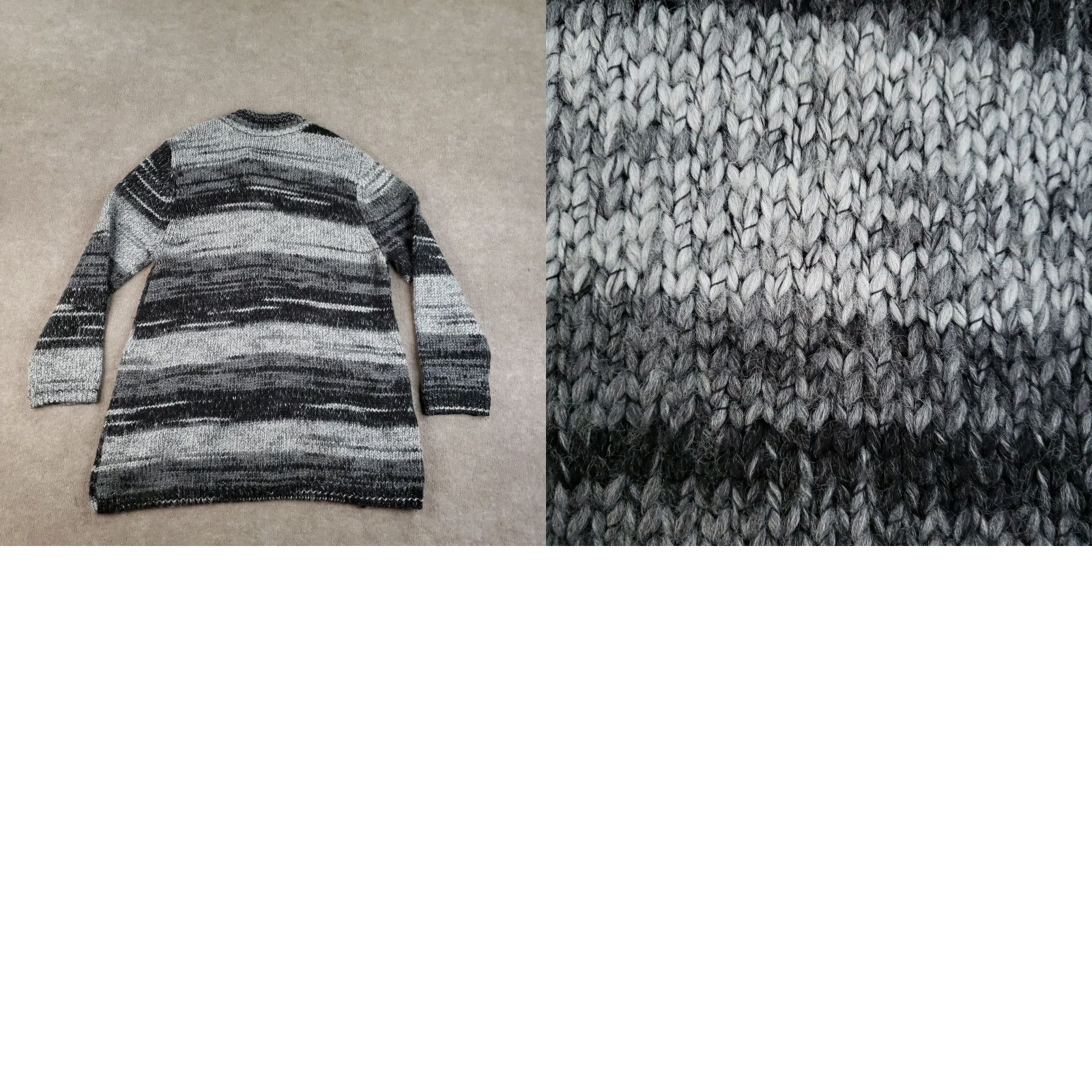 J. Jill J. Jill Cardigan Sweater Womens Large Gray Stripe Chunky Knit Button Front Size S / US 4 / IT 40 - 8 Thumbnail