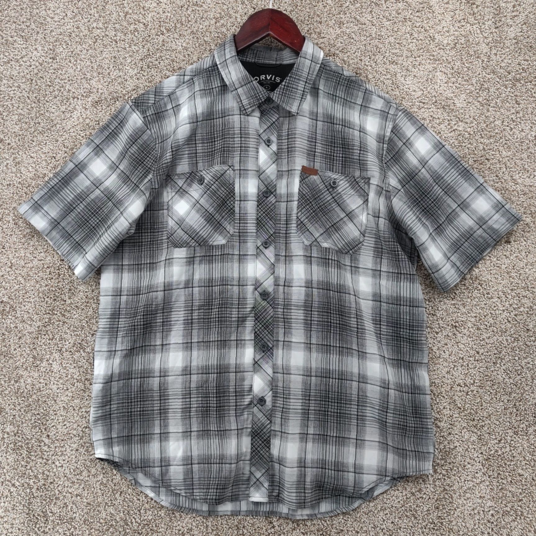 Orvis Orvis Shirt Men Large Plaid Short Sleeve Button-Up Pockets Outdoor Hiking Fishing Flannel Multicolor All Seasons Size US L / EU 52-54 / 3 - 2 Thumbnail