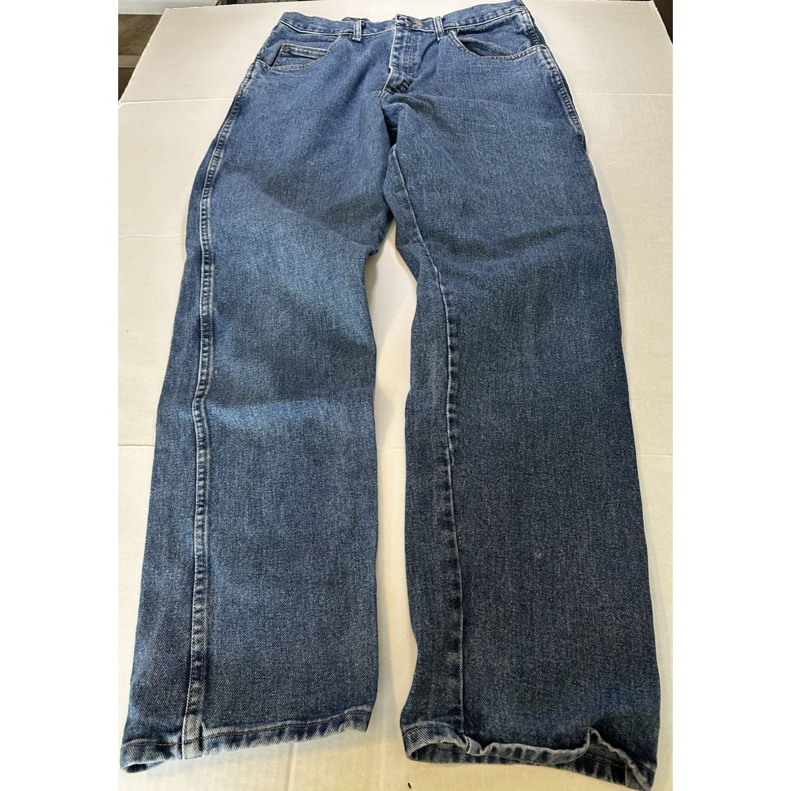Wrangler Wrangler Rugged Wear Denim Blue Jeans 36x34 Straight Western Size US 36 / EU 52 - 4 Thumbnail