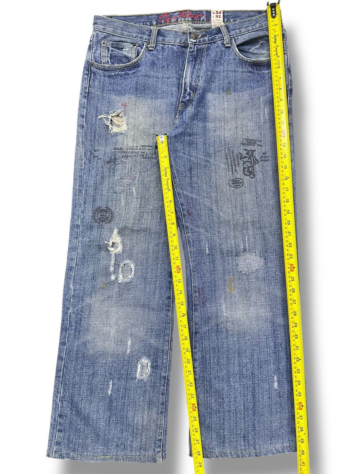 Abercrombie & Fitch Rare Drop 💥 Vintage Ezra Fitch Baggy Straight Jean LGB Style Size US 35 - 18 Thumbnail