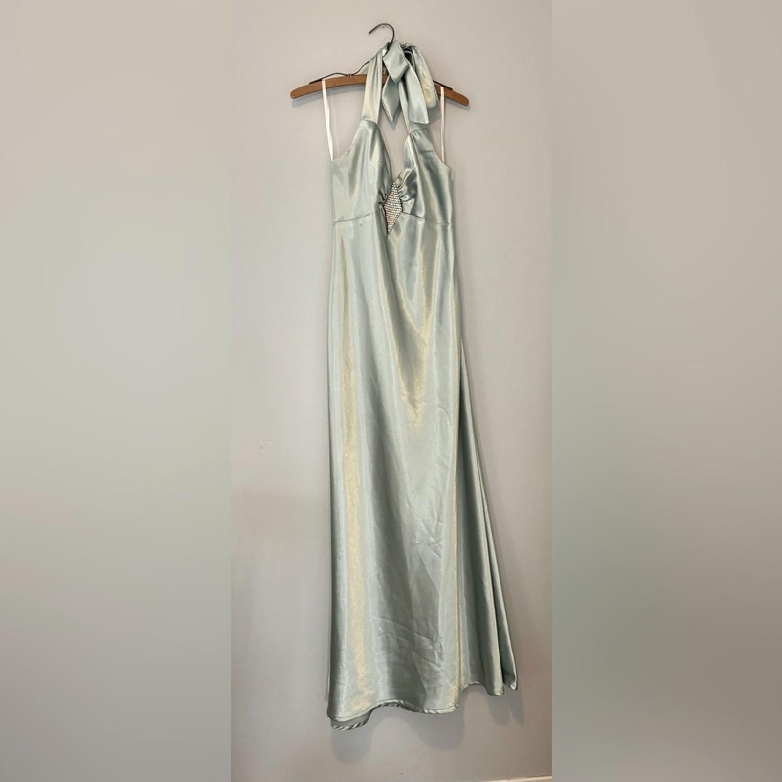 Designer Vintage Jessica McClintock Gunne Sax Halter Gown Size L / US 10 / IT 46 - 1 Thumbnail