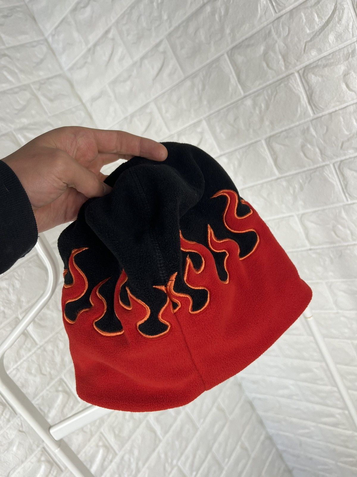 Japanese Brand Fire Flame Red Beanie Hat Size ONE SIZE - 6 Thumbnail