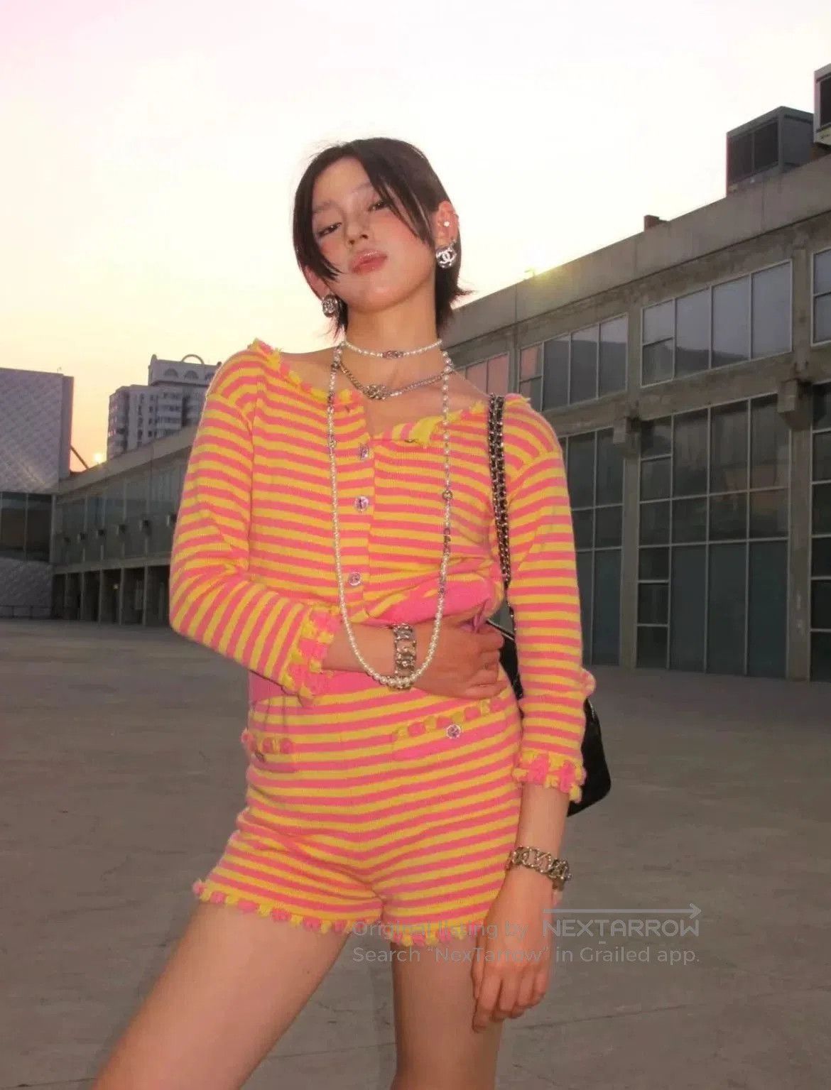 Chanel Chanel 25S Striped Knit Shorts. Size 33" - 8 Thumbnail