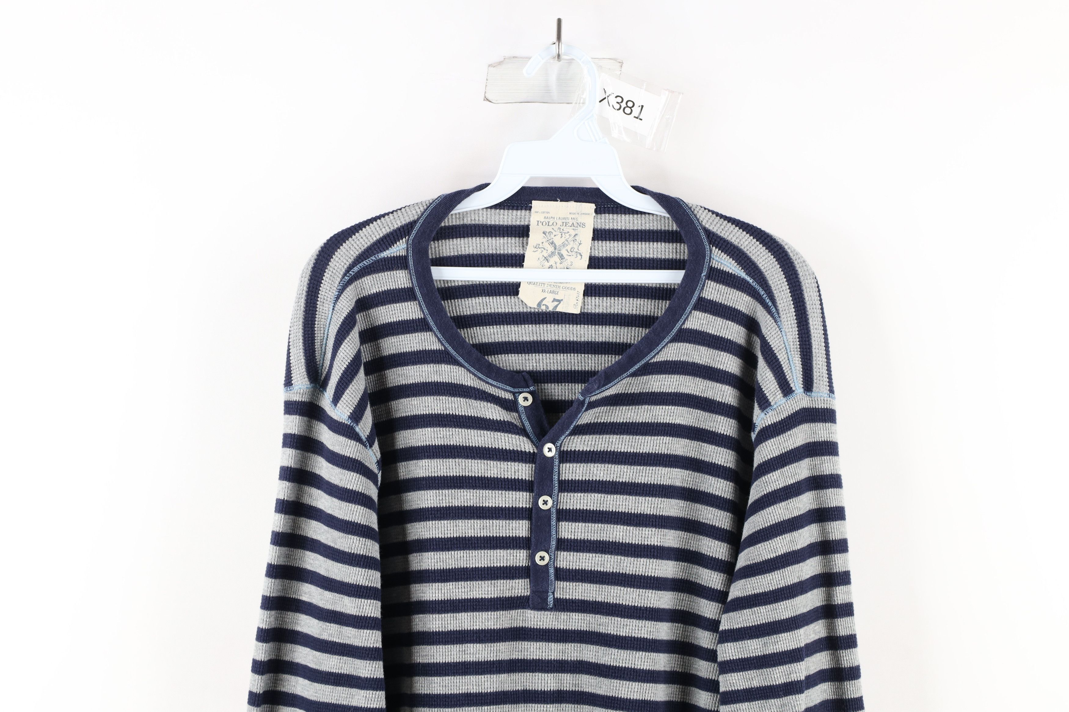 Ralph Lauren Vintage 90s Ralph Lauren Thermal Waffle Knit Henley T-Shirt Size US XXL / EU 58 / 5 - 2 Thumbnail