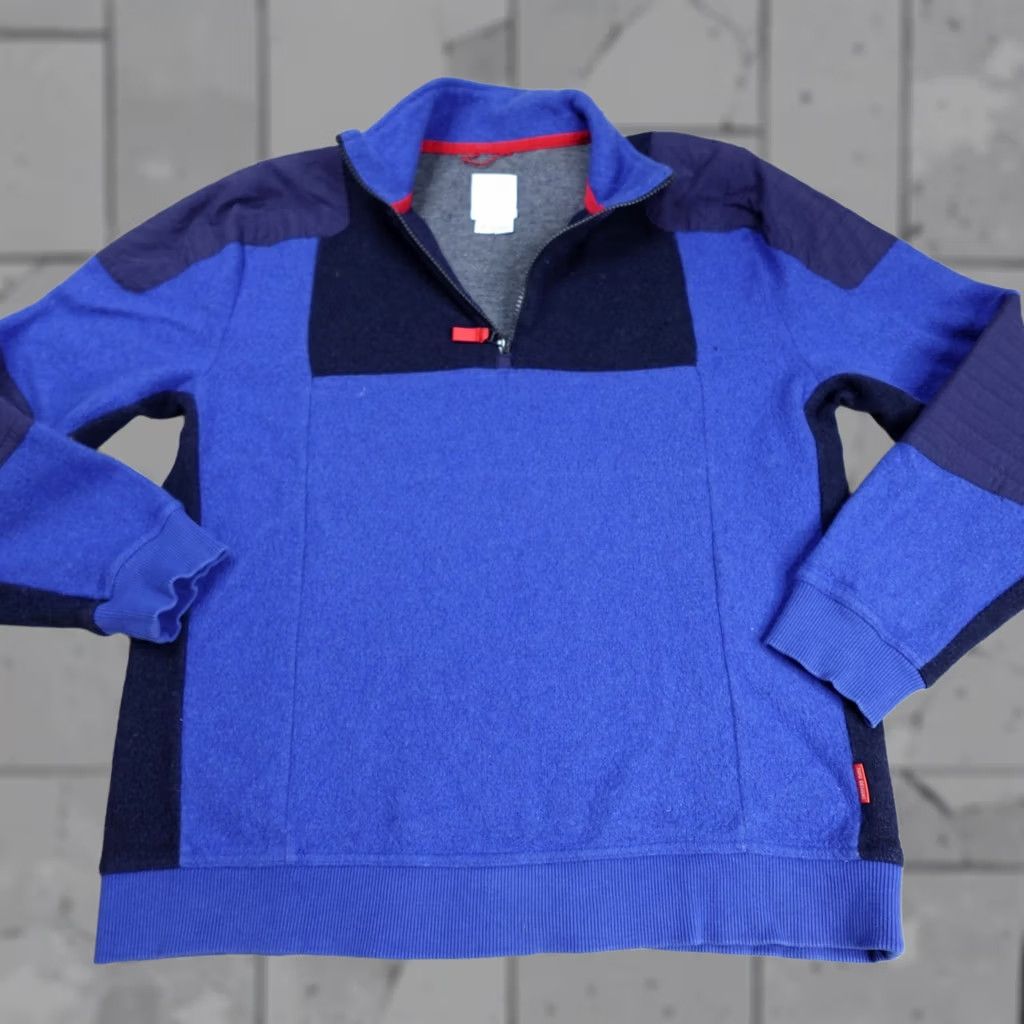 Topo Designs Topo Designs Mens Sweater Regular Wool Blend 1/4 Zip Blue Crew Neck Winter Fall Pullover Shirt Size US L / EU 52-54 / 3 - 1 Thumbnail