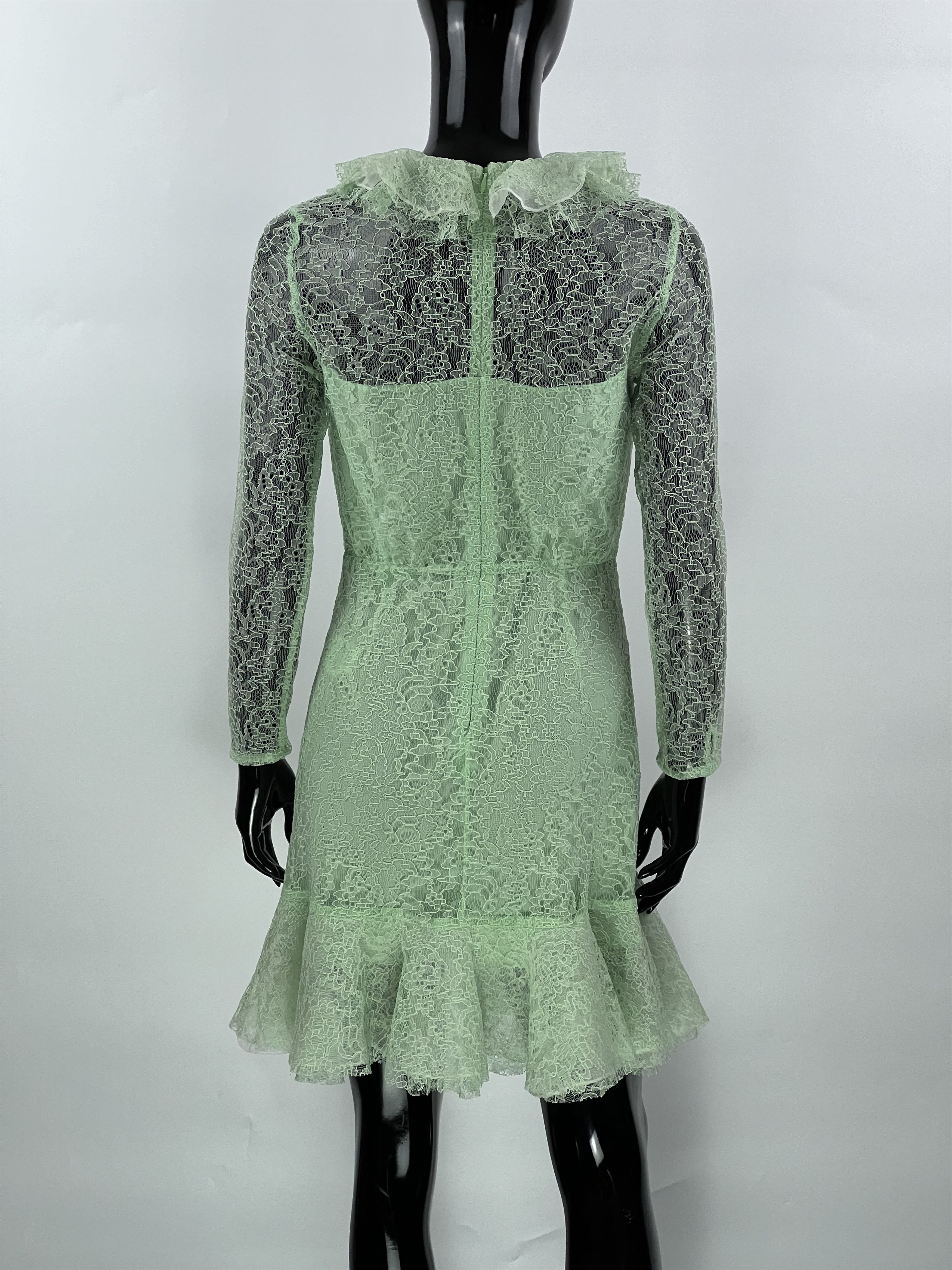 Sandro Sandro Mint Guipure Lace Long Sleeve Mini Dress Size 36 Size XS / US 0-2 / IT 36-38 - 3 Thumbnail