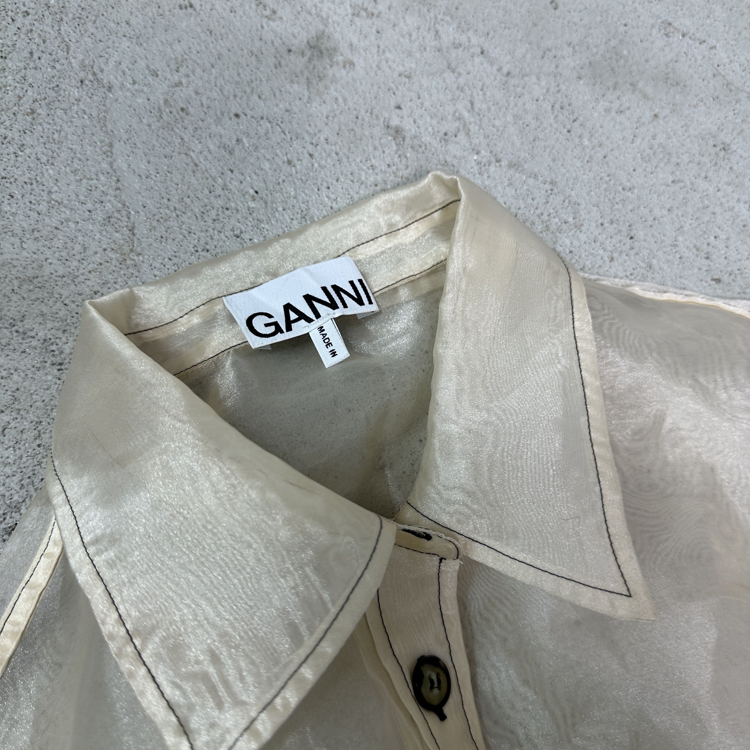 Ganni Vintage Ganni Sheer Oversize Nude Puffy Sleeves Shirt Y2K Size M / US 6-8 / IT 42-44 - 7 Thumbnail