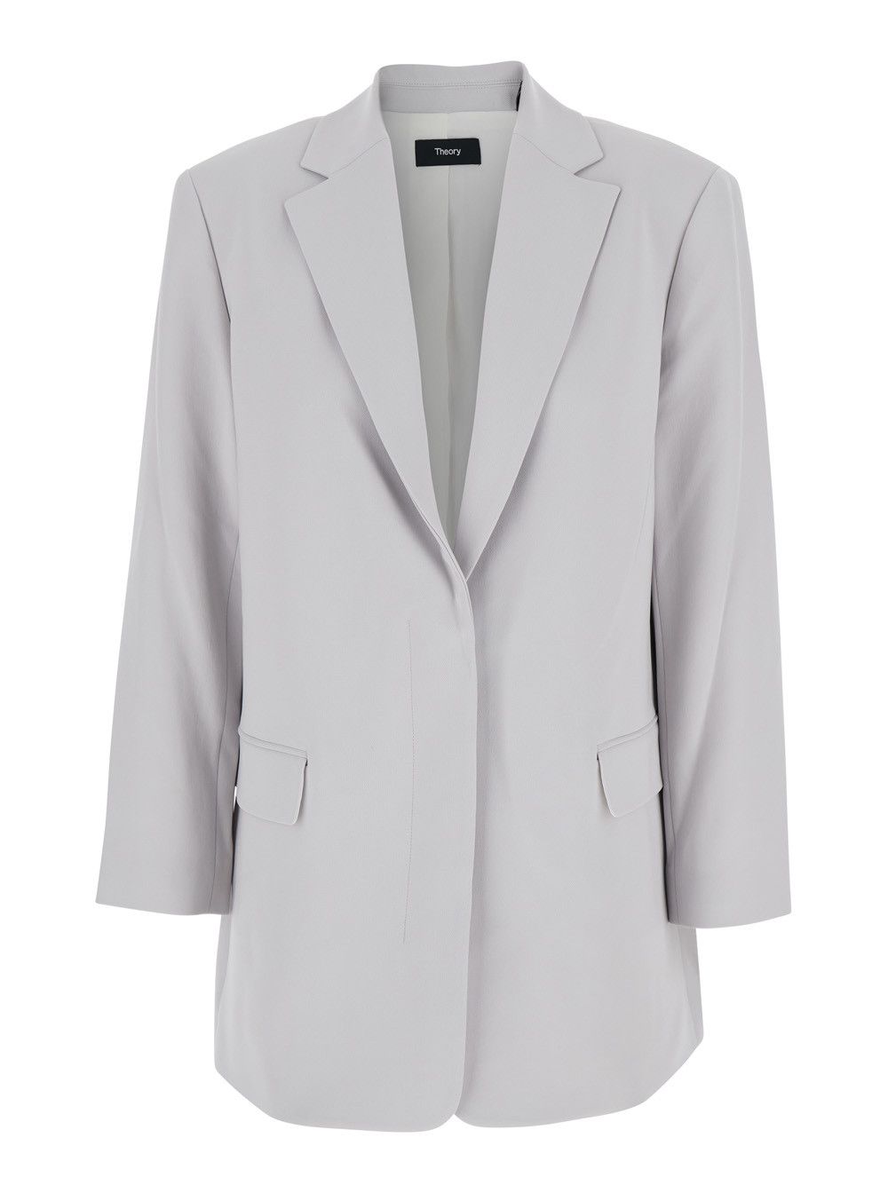 Theory Grey Single Breasted Jacket with Classic Lapels in Tech Fabric Woman Size L / US 10 / IT 46 - 1 Thumbnail