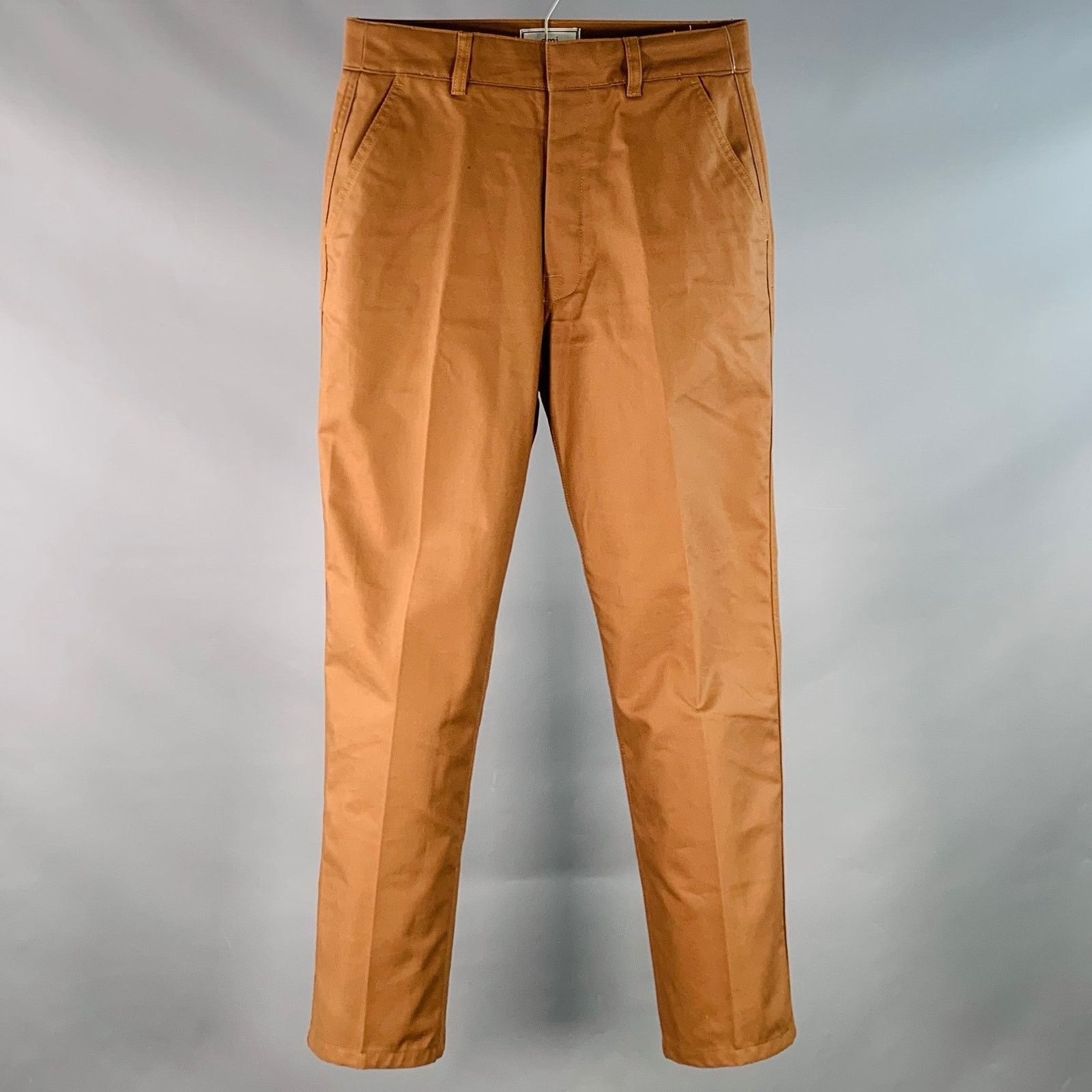 AMI Size M Brown Twill Cotton Tapered Casual Pants Size US 29 - 1 Thumbnail