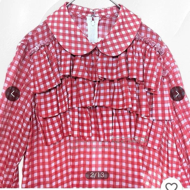 Comme des Garcons Comme Des Garcons Red vintage checkered lace trimmed dress Size XS / US 0-2 / IT 36-38 - 3 Thumbnail