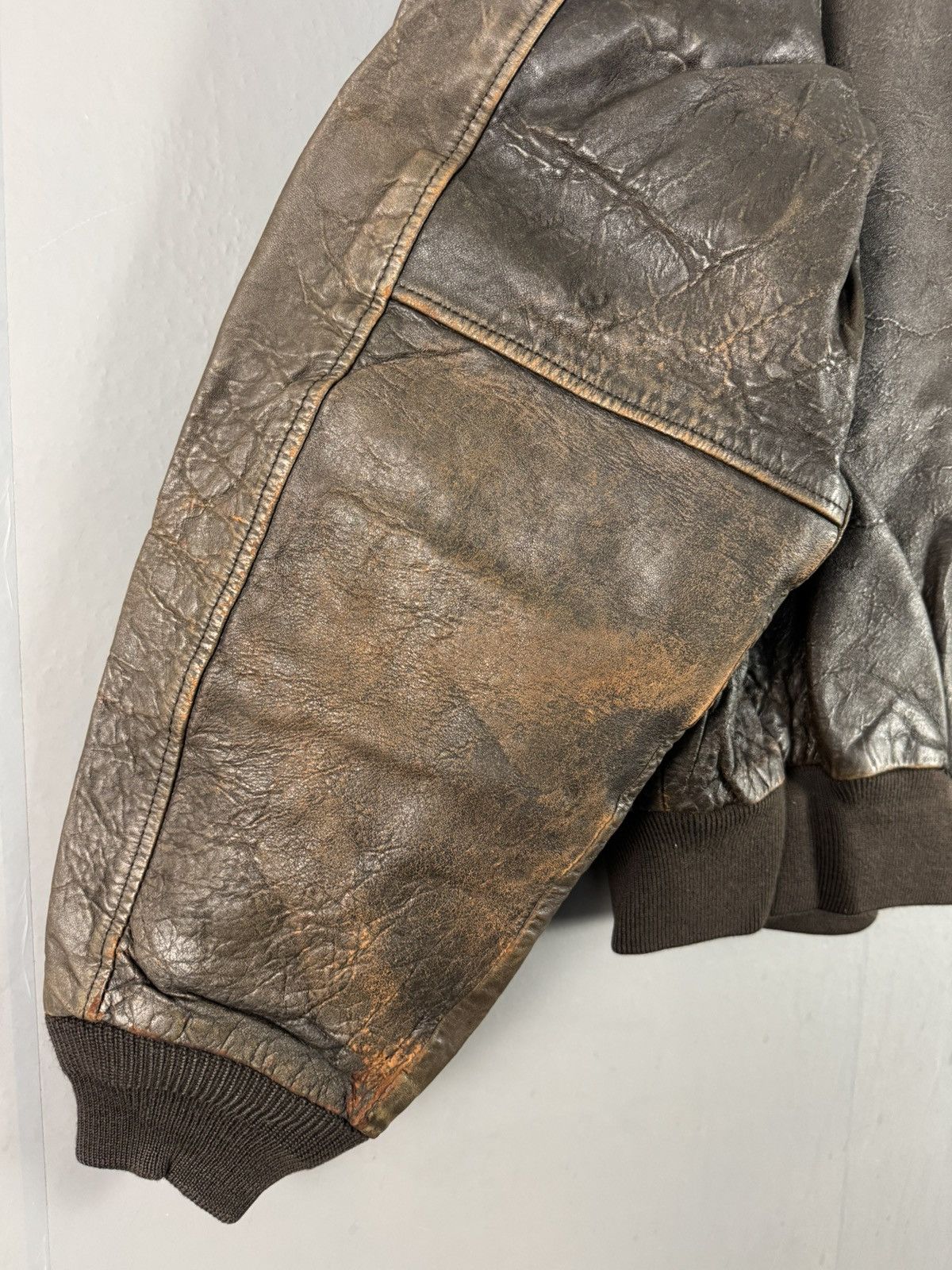 Leather VINTAGE BRIGHT LIGHTS DISTRESSED LEATHER JACKET Size US L / EU 52-54 / 3 - 8 Thumbnail