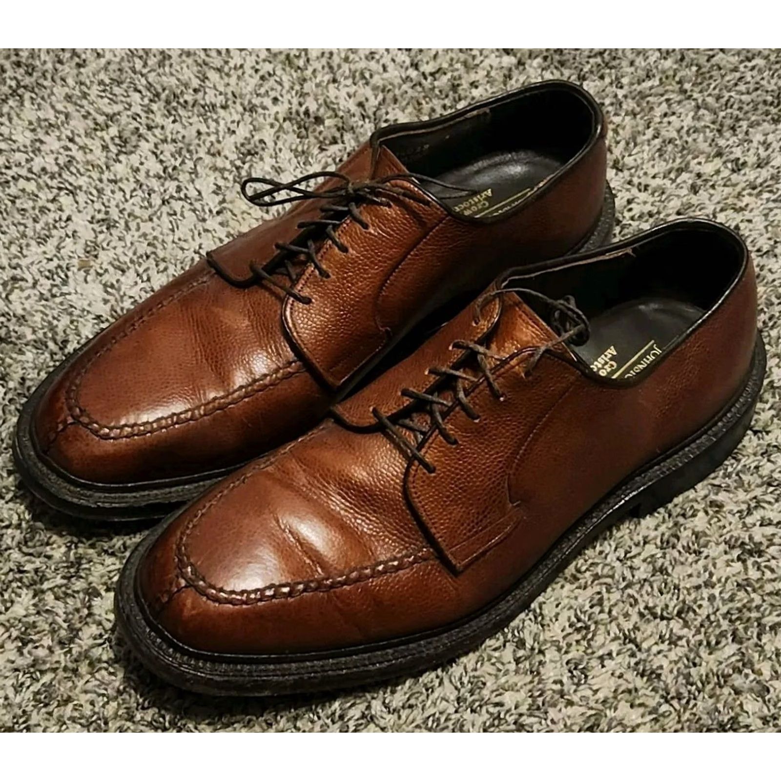 Johnston & Murphy VINTAGE Johnston & Murphy Aristocraft Ski Penny Loafers Dress Shoe Men 9.5 Burgundy Brown Leather Slip On E/C Penny Model Size US 10 / EU 43 - 2 Thumbnail