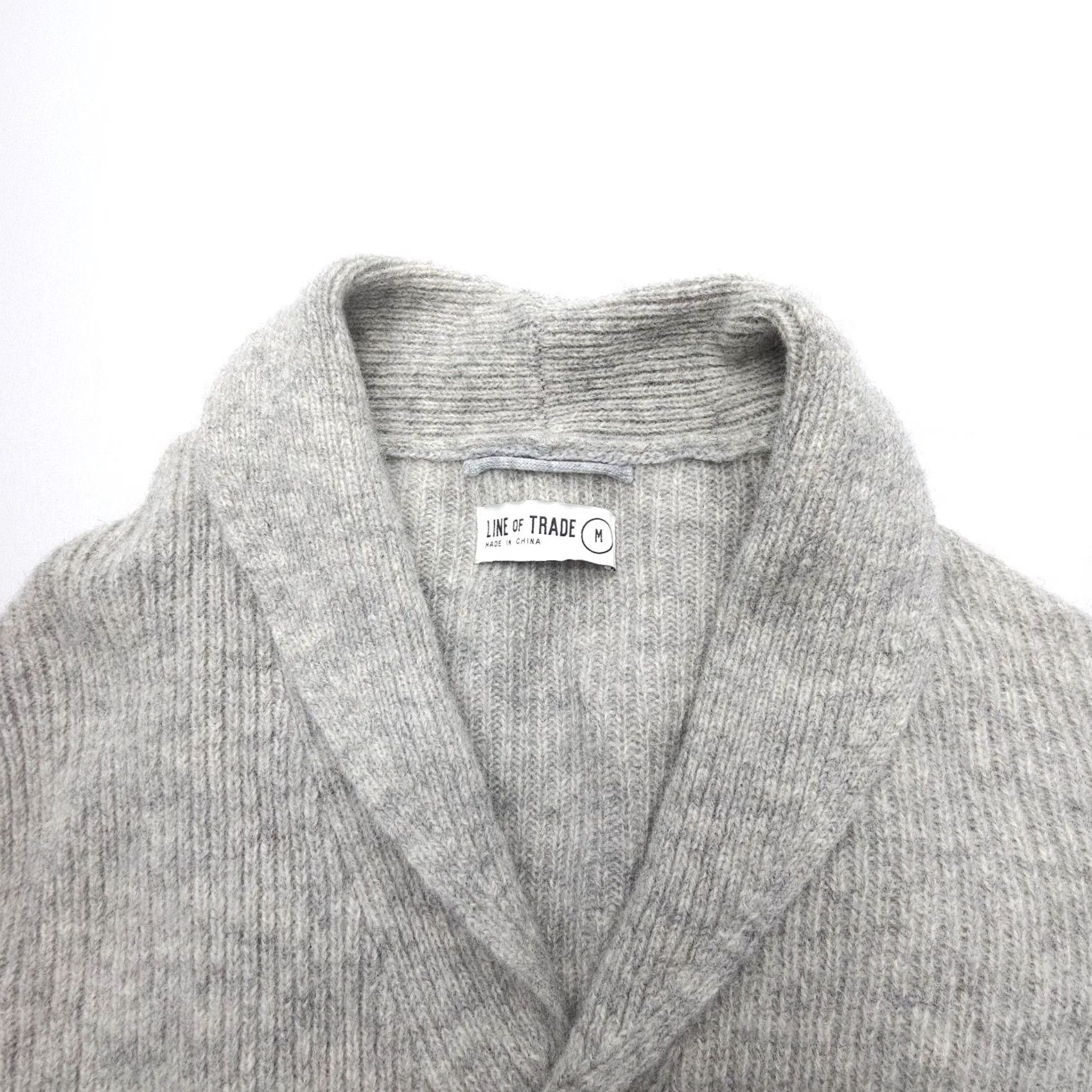 Vintage Line of Trade Dockside Shawl Cardigan Mens Medium Gray 100% Shetland Wool Button Size US M / EU 48-50 / 2 - 7 Thumbnail
