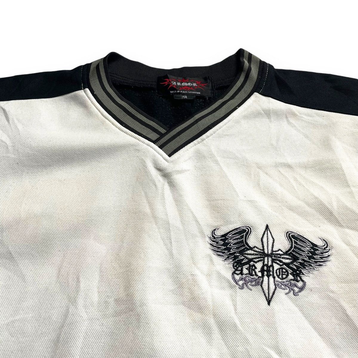 If Six Was Nine 🇯🇵☠️ ARMOR WORDING CROSS 2 TONES KNITTED SWEATSHIRT Size US L / EU 52-54 / 3 - 6 Thumbnail