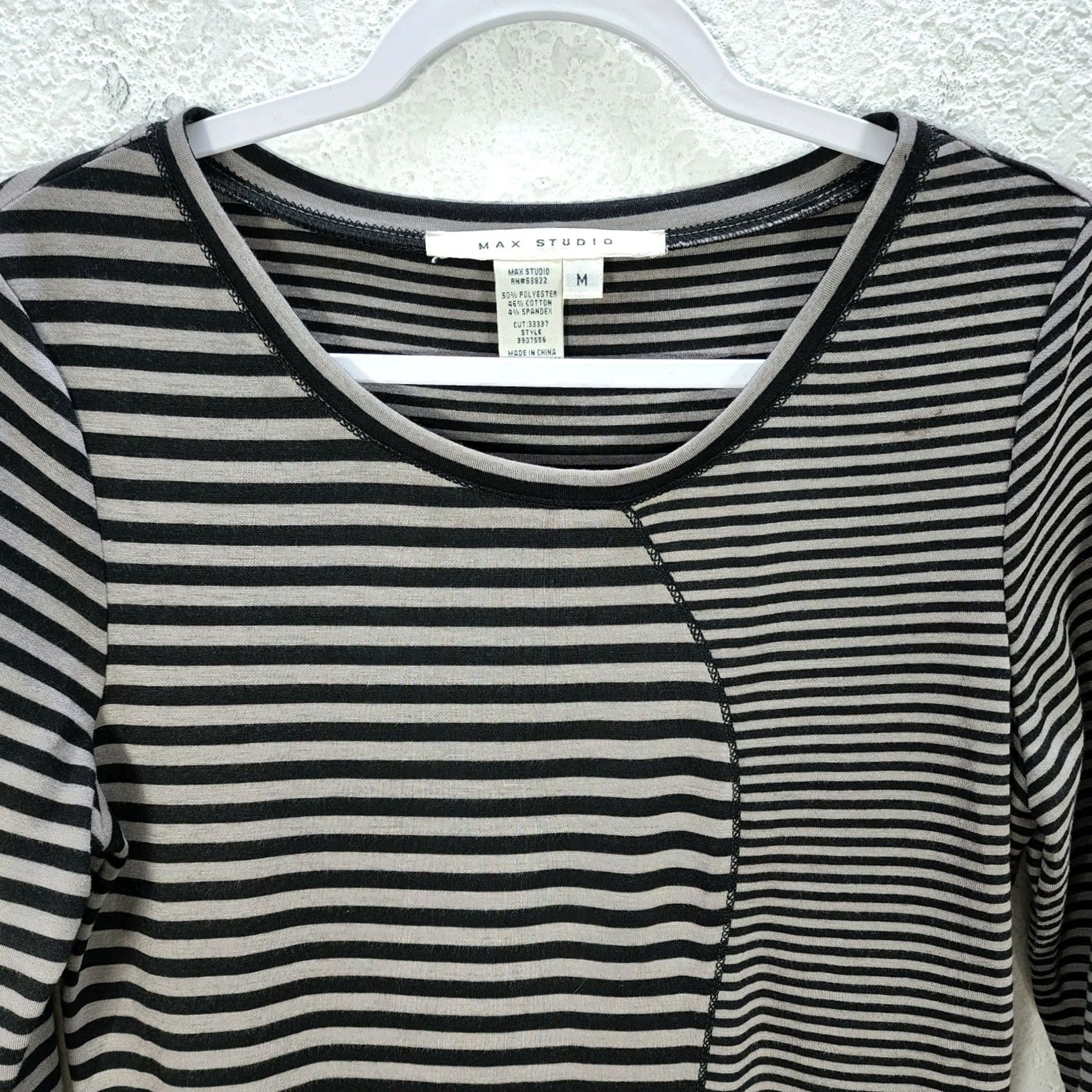 Vintage Women’s Max Studio Black Brown Striped Long Sleeve Shirt Dress Tunic Casual M Size M / US 6-8 / IT 42-44 - 4 Thumbnail