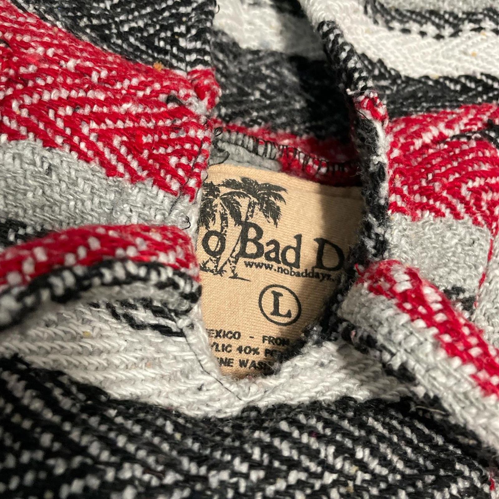 Ocean Pacific × Quiksilver × Vintage Y2K Drug Rug No Bad Days Beach Knit Hoodie Size US L / EU 52-54 / 3 - 3 Thumbnail