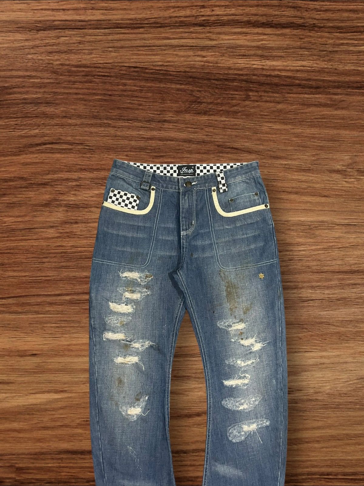 Japanese Brand ⚡️Sick⚡️Japanese Brand Jehova Checkered Distressed Curve Jeans Size US 32 / EU 48 - 3 Thumbnail