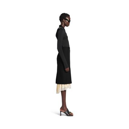 Balenciaga o1bcso1str0326 Lingerie Tailored Skirt in Black Size 25" / US 0 / IT 36 - 4 Thumbnail