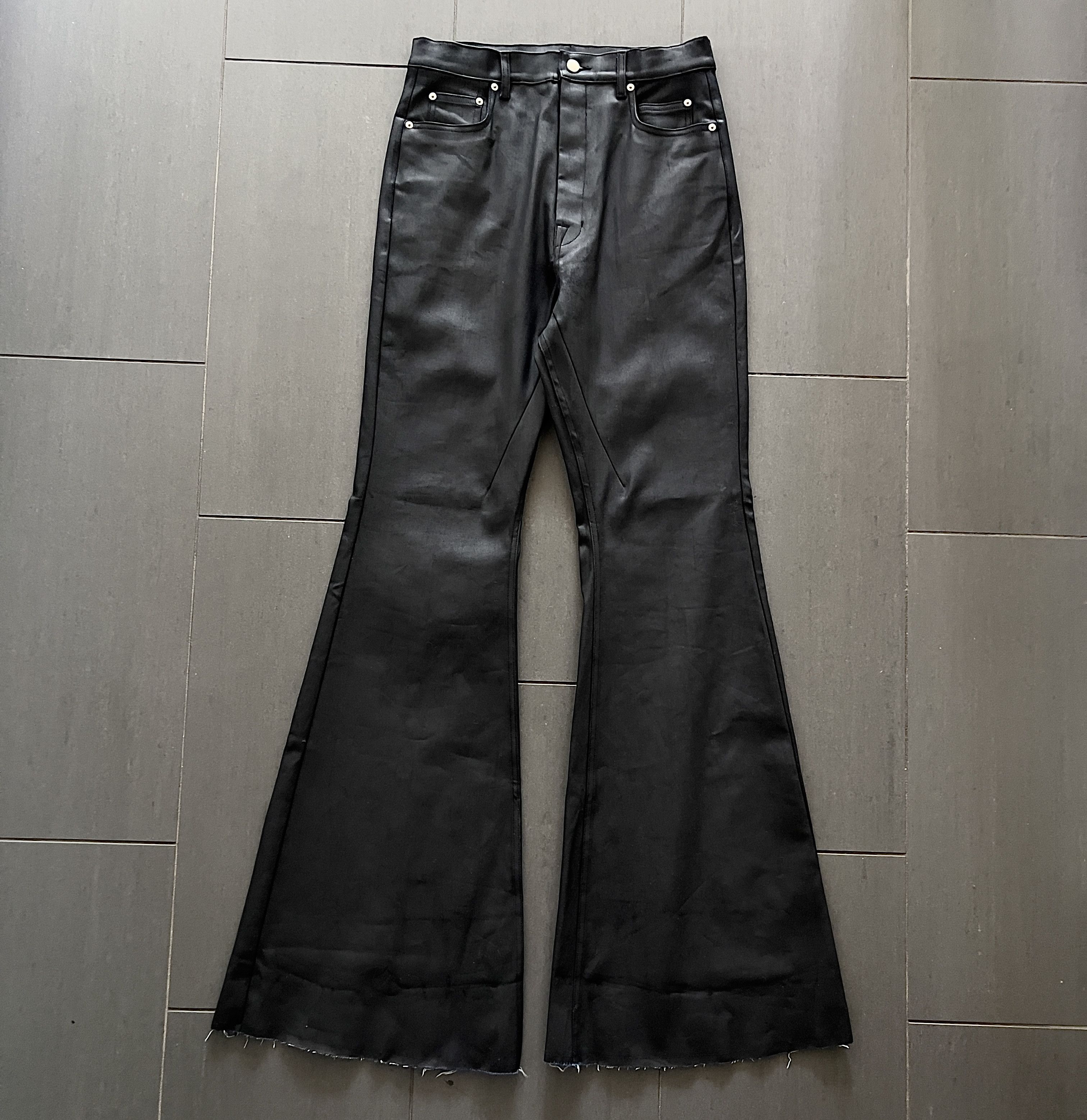 Rick Owens AW22 Rick Owens Waxed Bolan Bootcut Flared Denim Jeans
