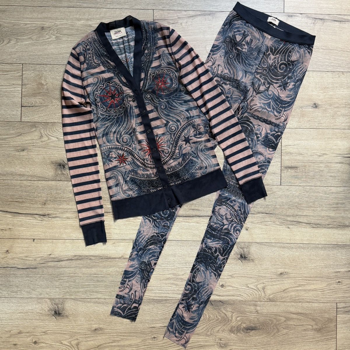 Jean Paul Gaultier Jean Paul Gaultier Mesh Top Tattoo Cardigan + Pants Size S / US 4 / IT 40 - 1 Thumbnail