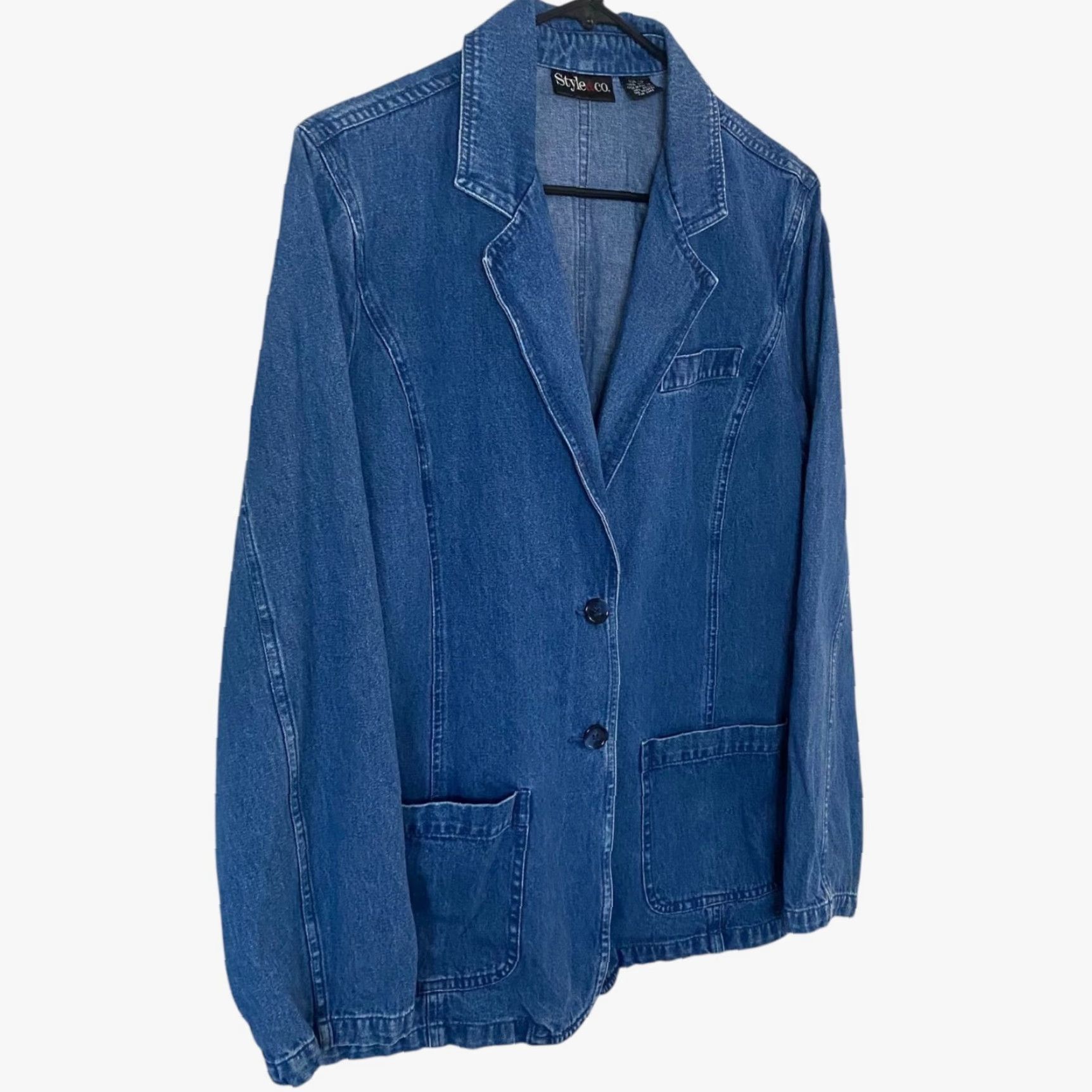 Style & Co VINTAGE Style & Co. Denim Blazer Jacket Blue Women's Size 12 Classic 90s Retro Size XL / US 12-14 / IT 48-50 - 3 Thumbnail