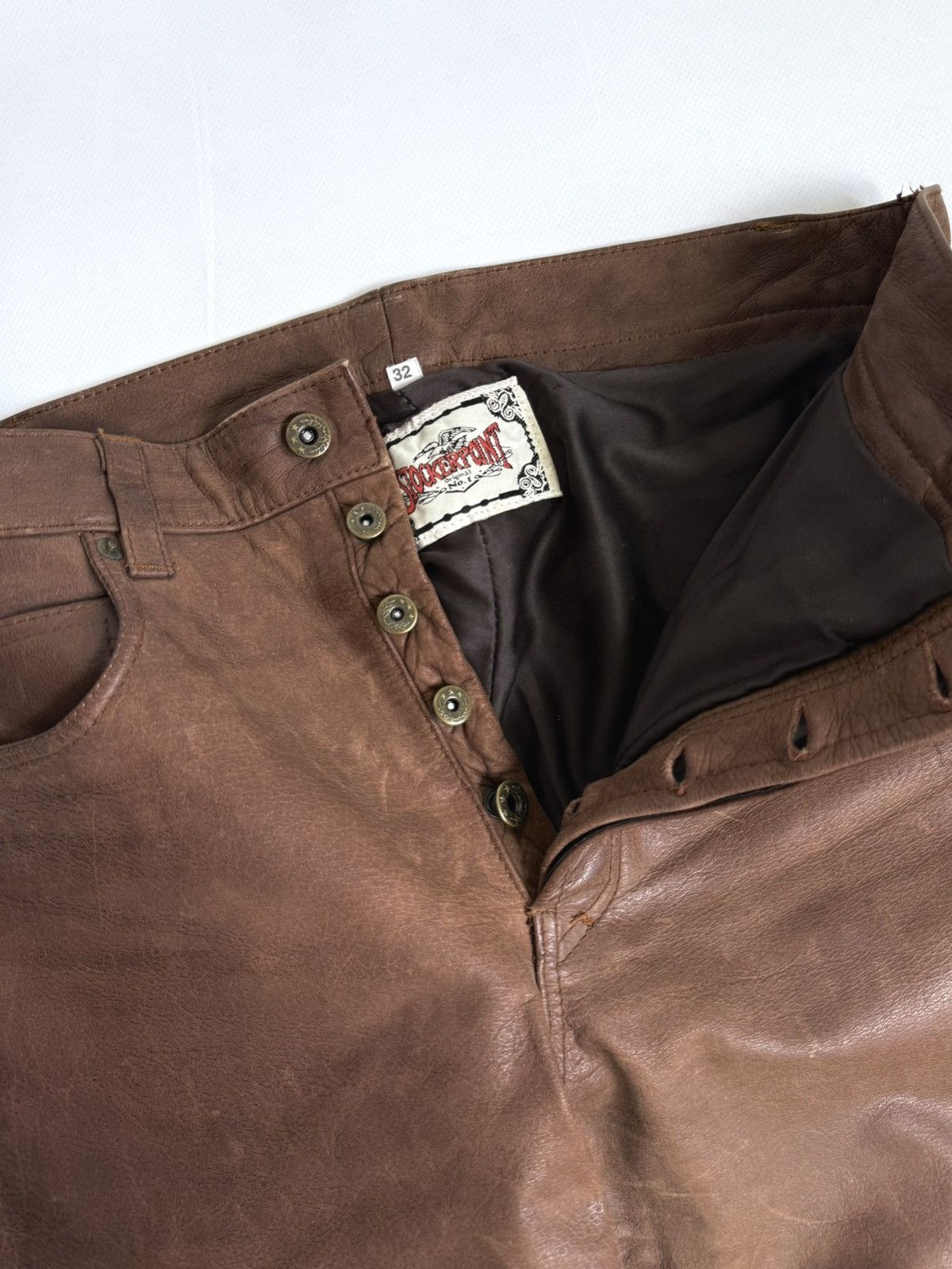 Genuine Leather Vintage 90s Stockerpoint Leather Biker Western Pants Size US 32 / EU 48 - 14 Thumbnail