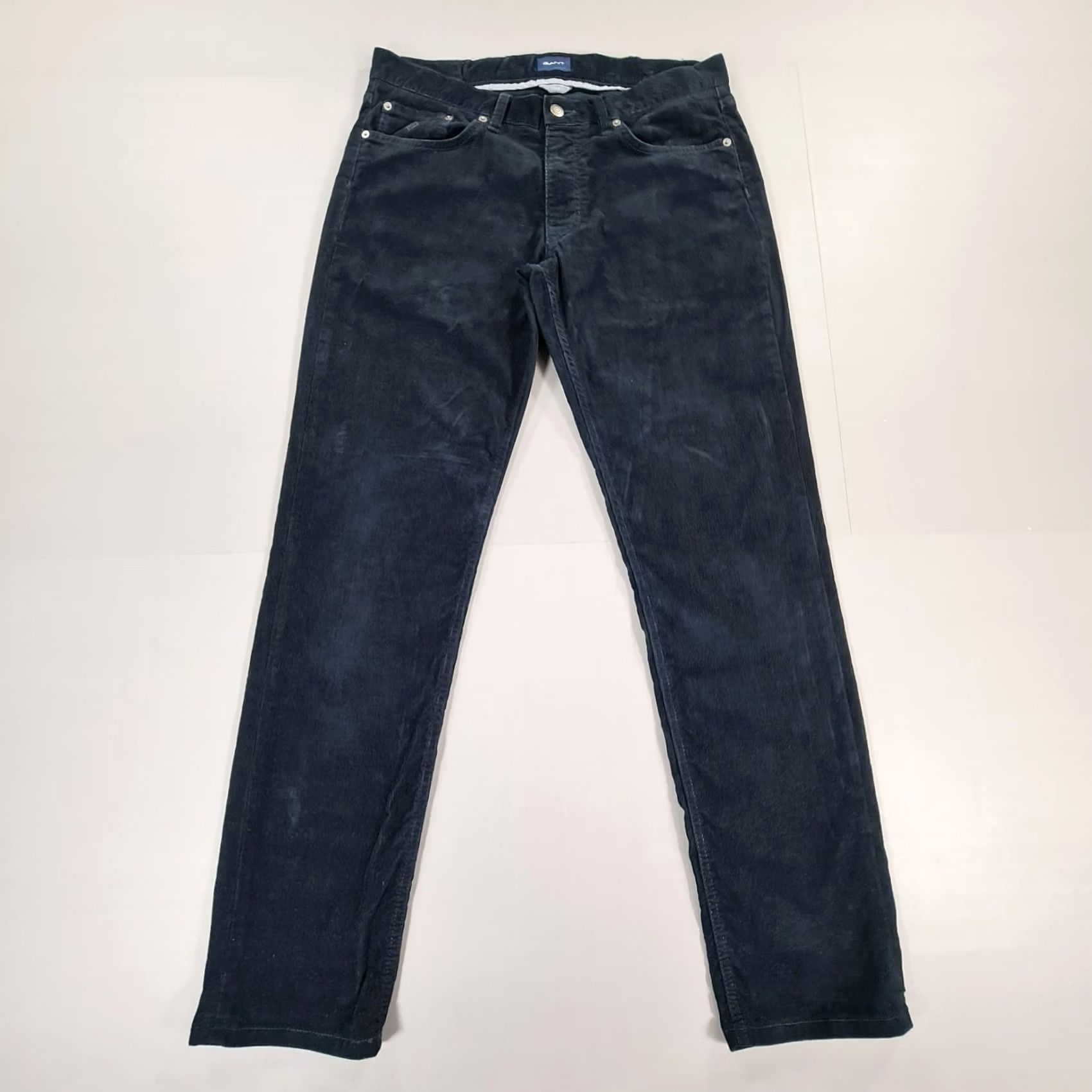Gant Gant Mens Trousers Navy Blue W34 L32 Slim Fit Corduroy Pants Cotton Ax Cords Dry Cleanable? Size US 34 / EU 50 - 2 Thumbnail