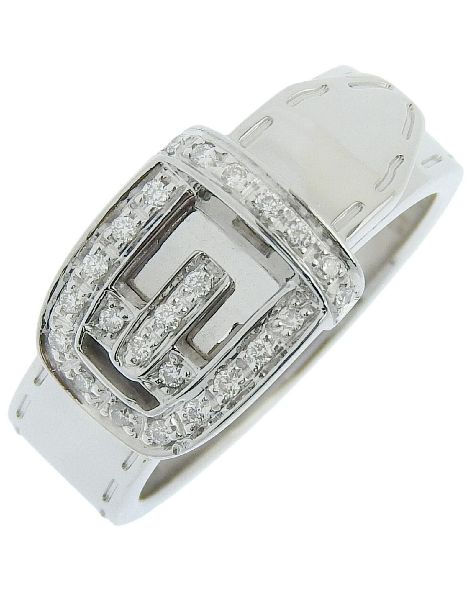 image of Gucci Stunning Diamond Band Ring In 18K White Gold in Silver, Women's