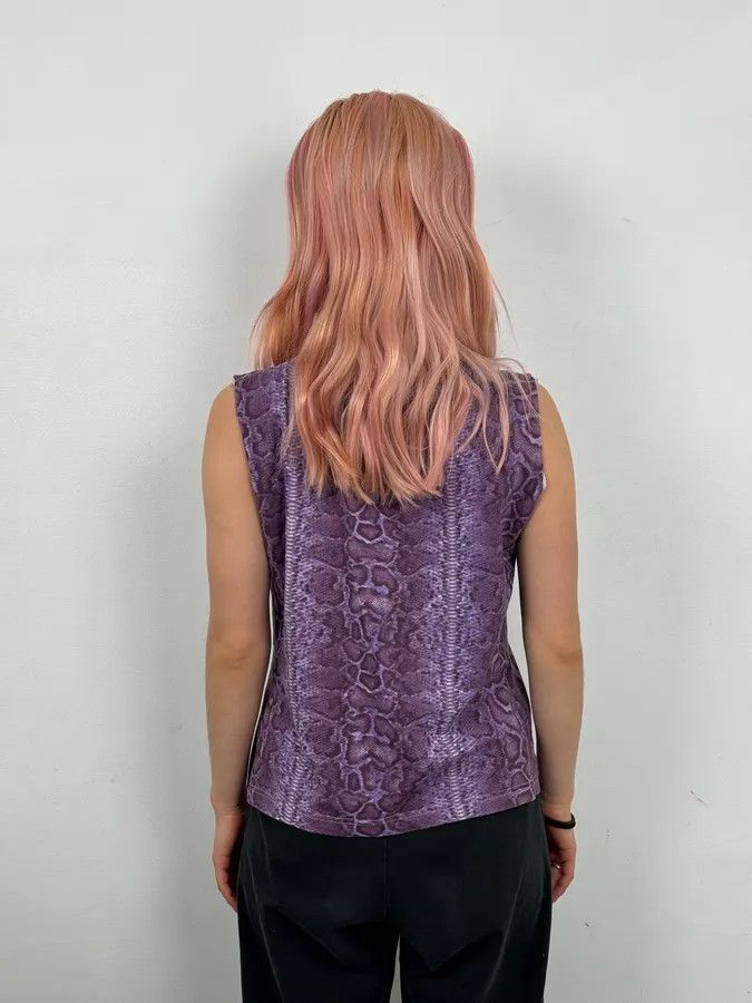 Roberto Cavalli Roberto Cavalli Purple Python Effect Knit Tank Top Size S / US 4 / IT 40 - 3 Thumbnail