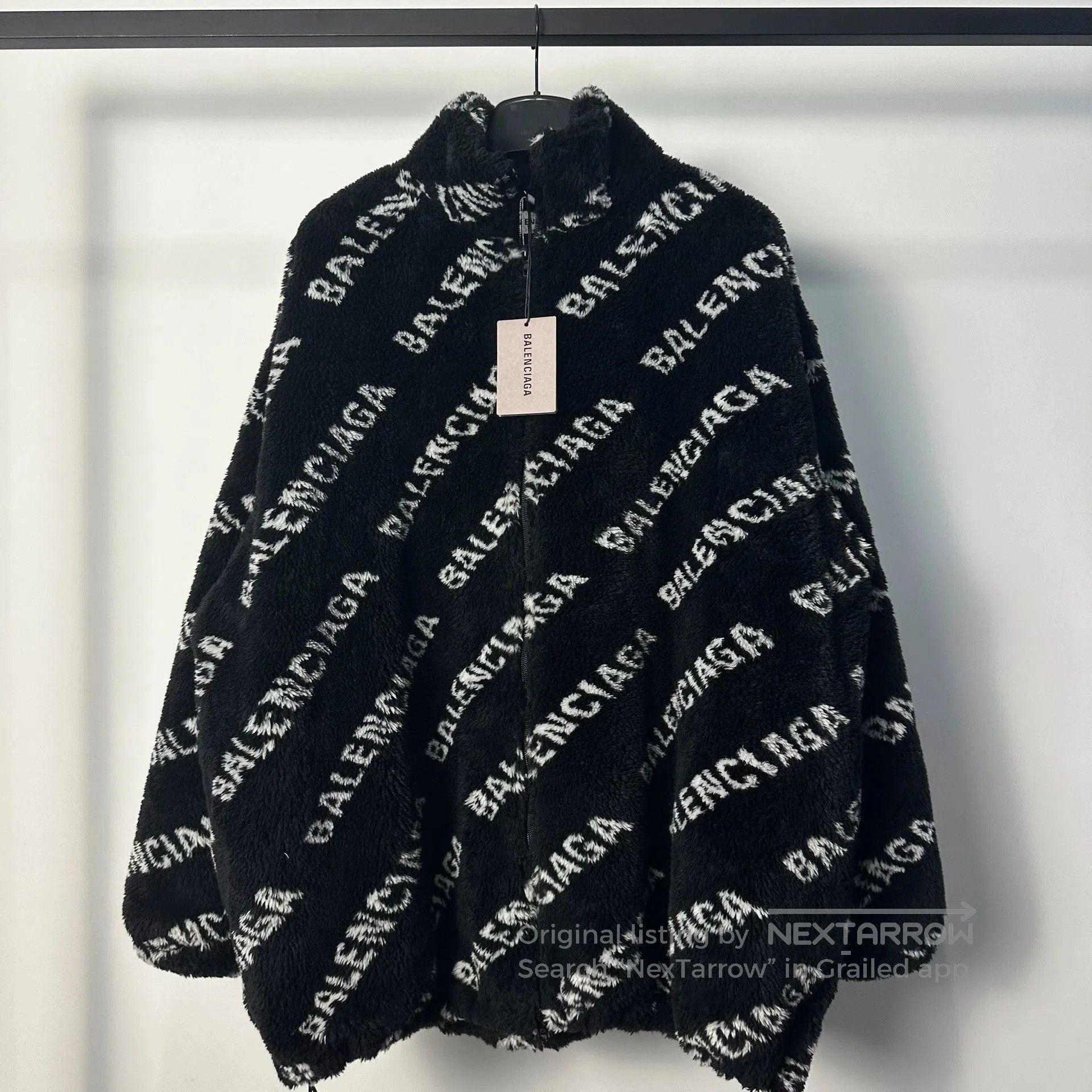 Balenciaga balenciaga black logo printed fur jacket. Size S / US 4 / IT 40 - 1 Thumbnail