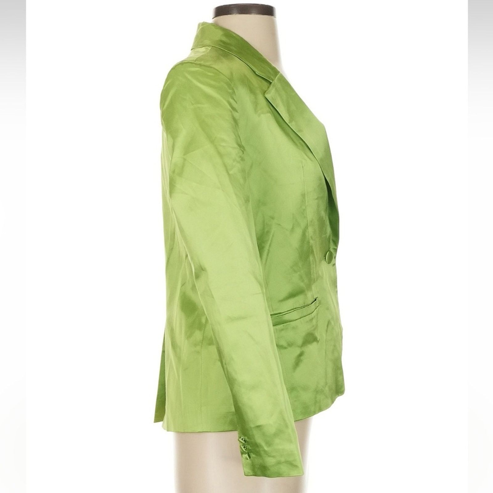 Staud Staud Madden Blazer - Size XS - Moss Green Stretch Satin Size XS / US 0-2 / IT 36-38 - 6 Thumbnail
