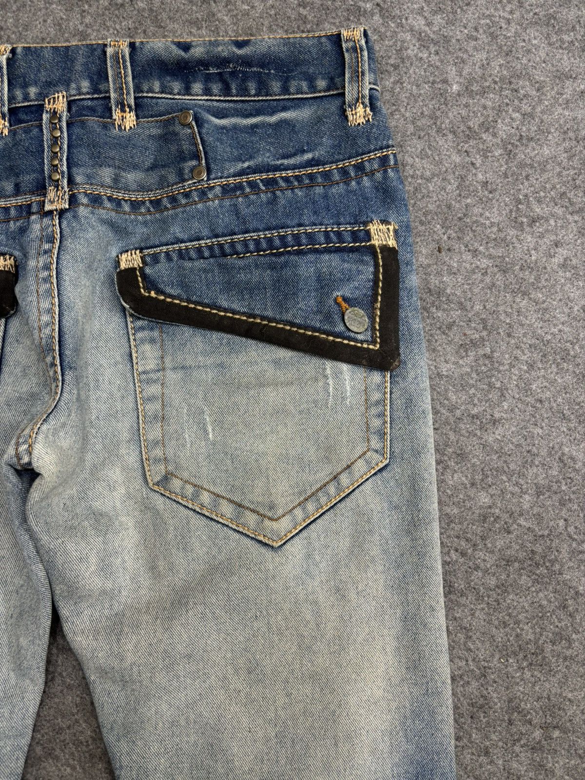 Seditionaries 💥Sick Super Flare Patchwork💥Icom Distressed Denim F596 Size US 34 / EU 50 - 13 Thumbnail
