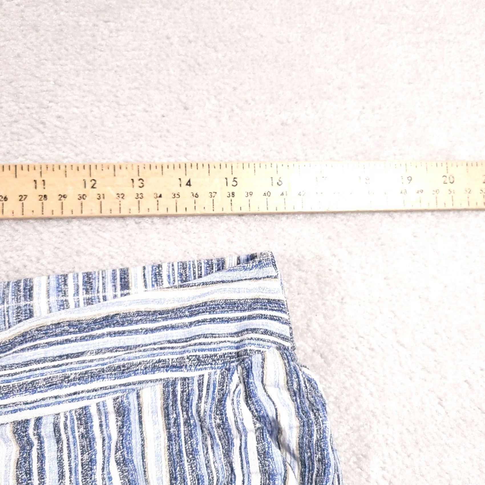 Nine West Nine West Capri Pants Women Large Blue Stripe Pockets Soft Comfort Cotton Rayon Pull On Tapered Leg Flat Front Casual Vintage: No Size 36" / US 14 / IT 50 - 5 Thumbnail